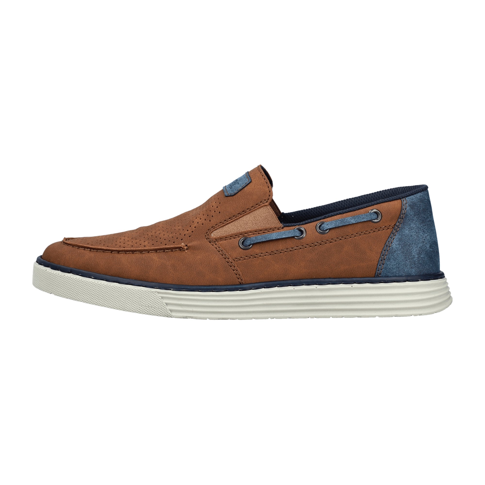 Rieker B2264 Men's Brown Slip-On Shoes with PU Sole and Textile Lining