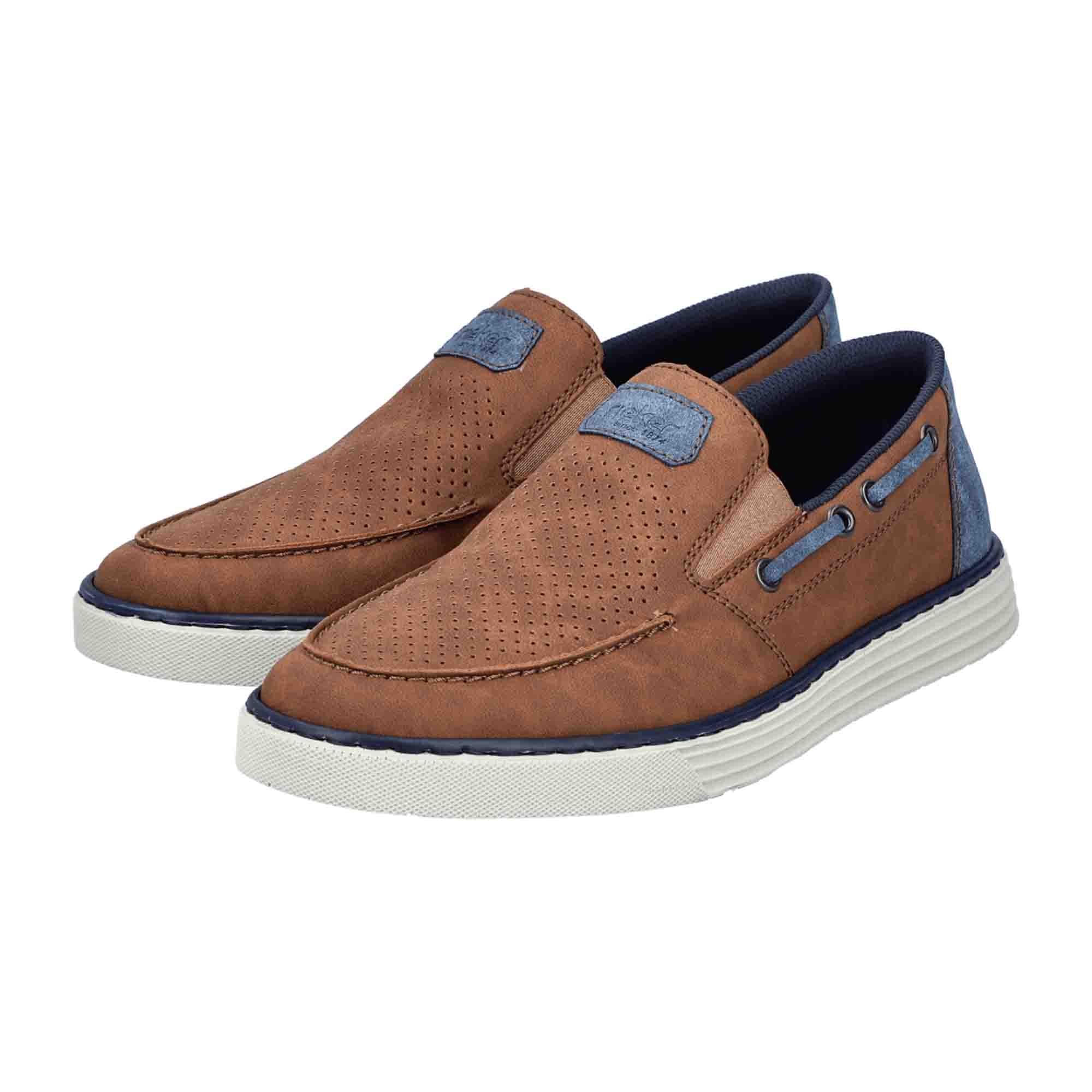 Rieker B2264 Men's Brown Slip-On Shoes with PU Sole and Textile Lining