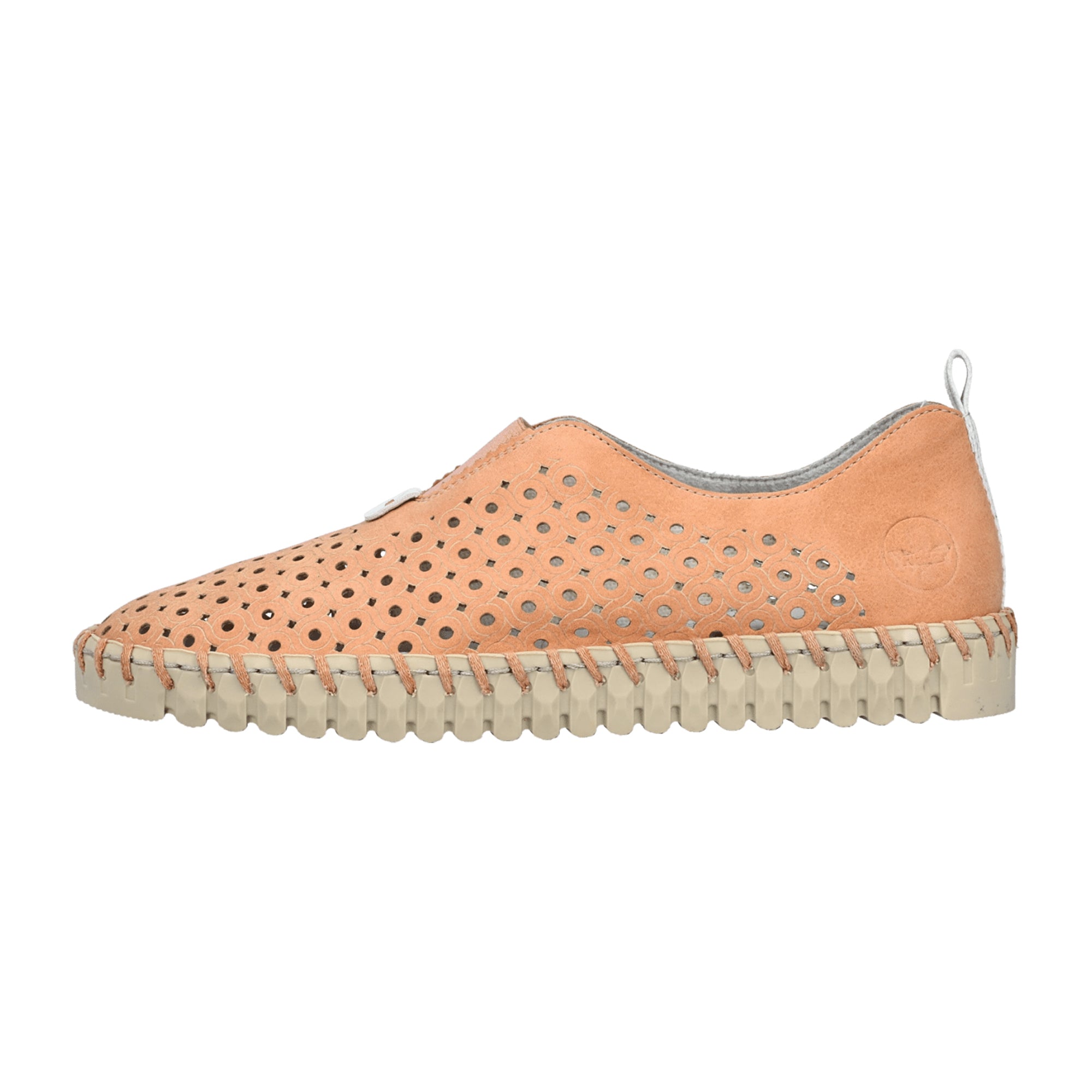 Rieker Women's Slip-On Loafers Orange Faux Leather Flat Heel Casual Shoes