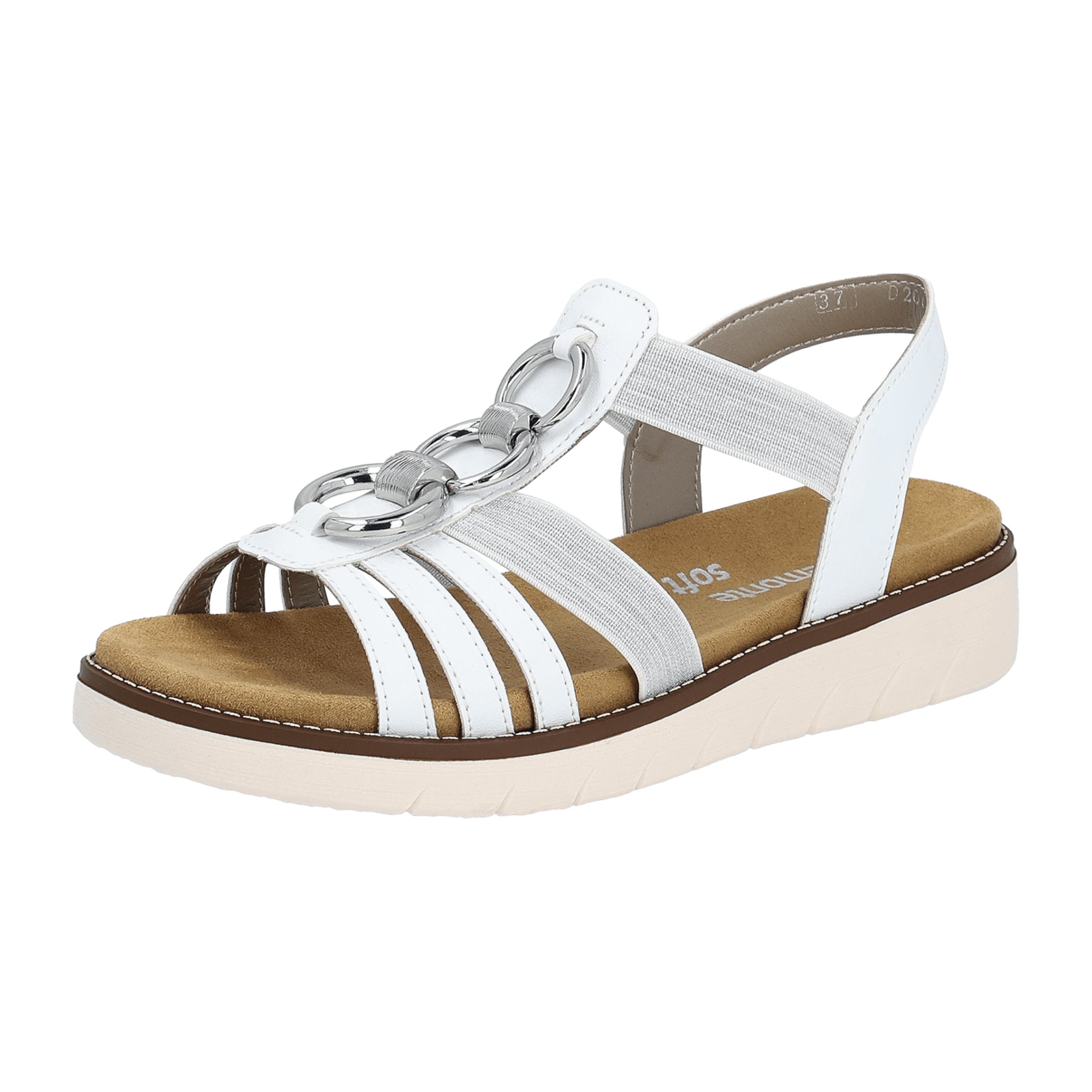 Remonte D2073-80 Women's White Shoes with Removable Insole and Strap Closure