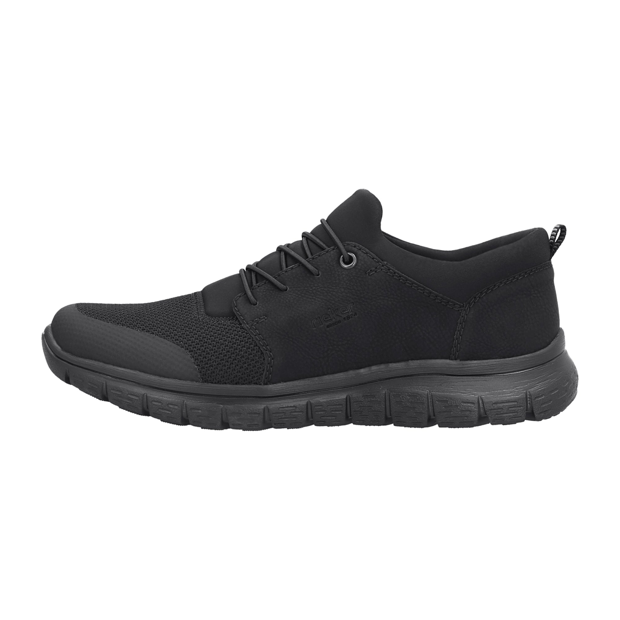 Rieker Men's Black Shoes B6650-00 Comfortable Flat EVA Sole Synthetic Leather