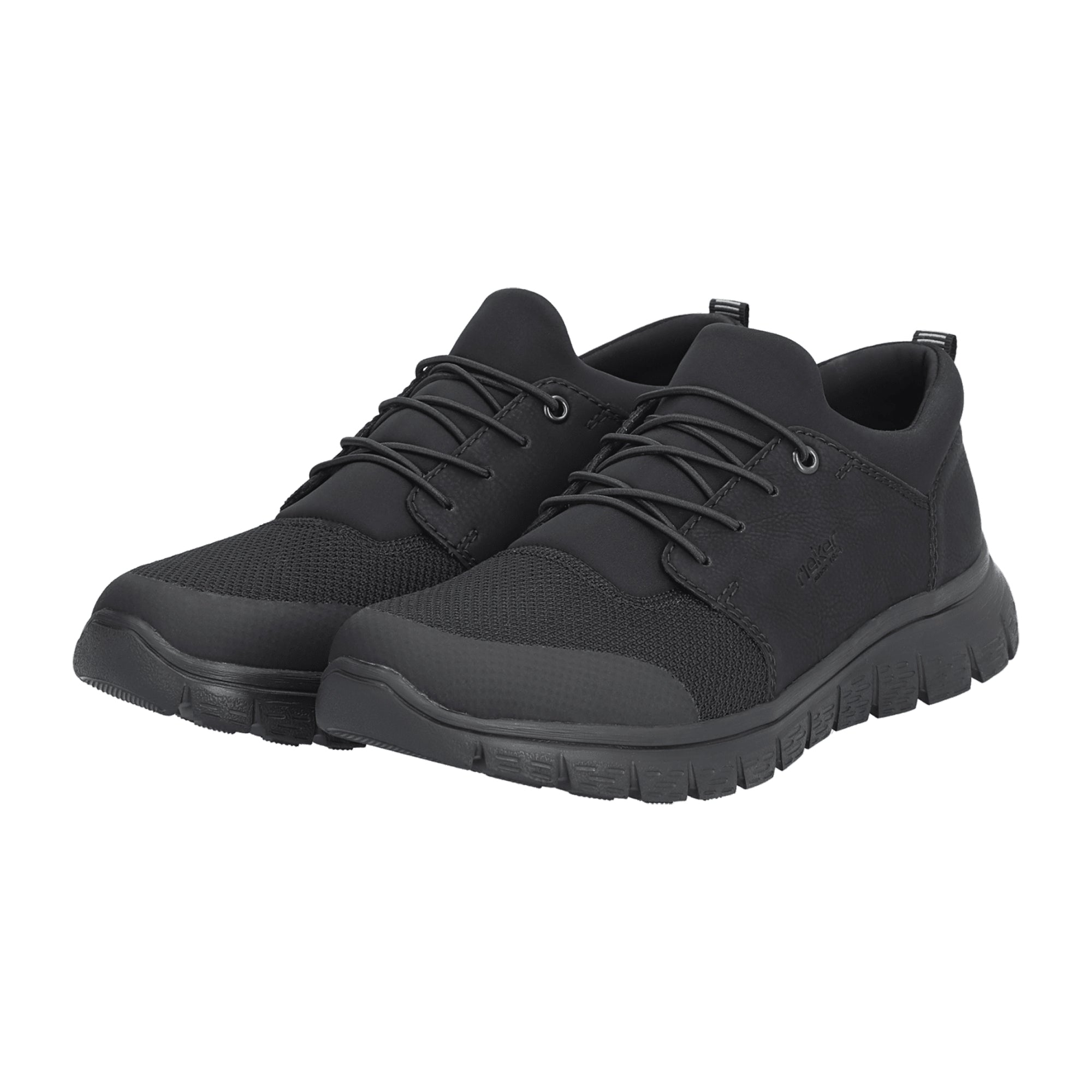 Rieker Men's Black Shoes B6650-00 Comfortable Flat EVA Sole Synthetic Leather