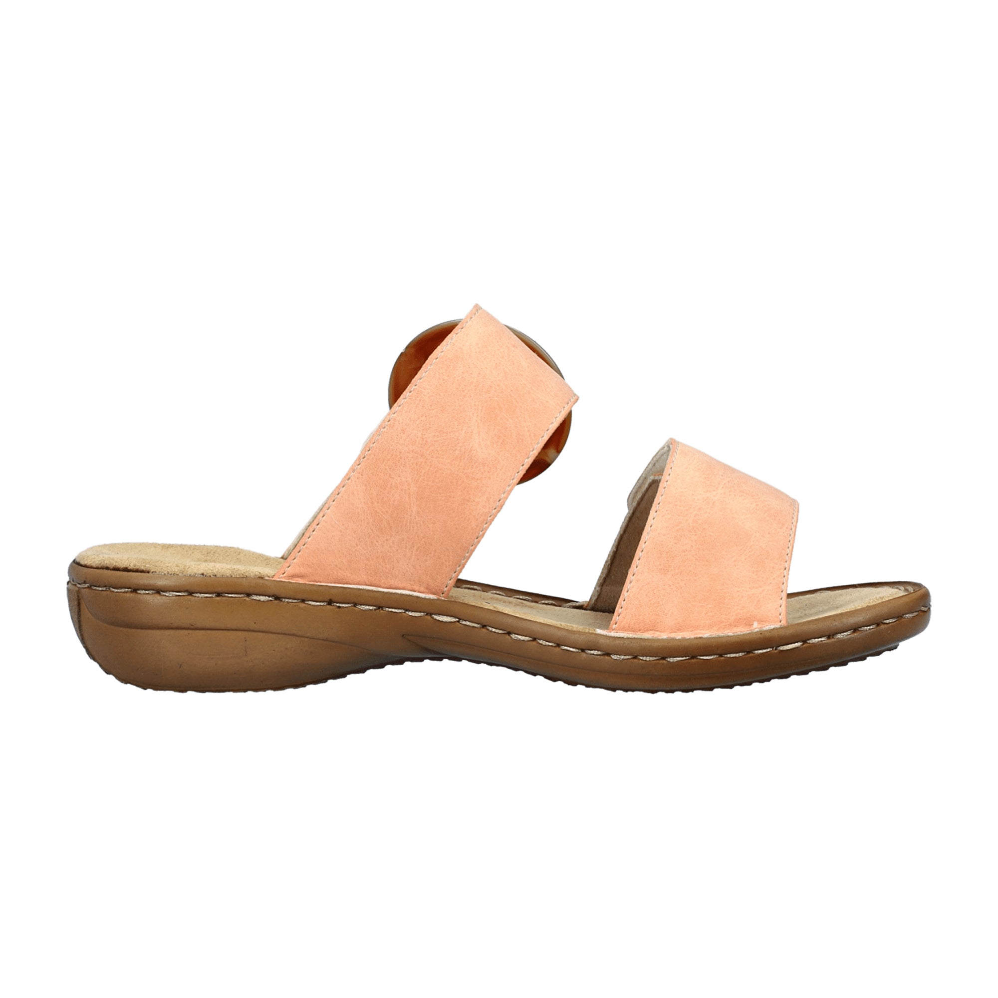 Rieker Women's Orange Sandals 60894 Comfortable Flat Synthetic Leather