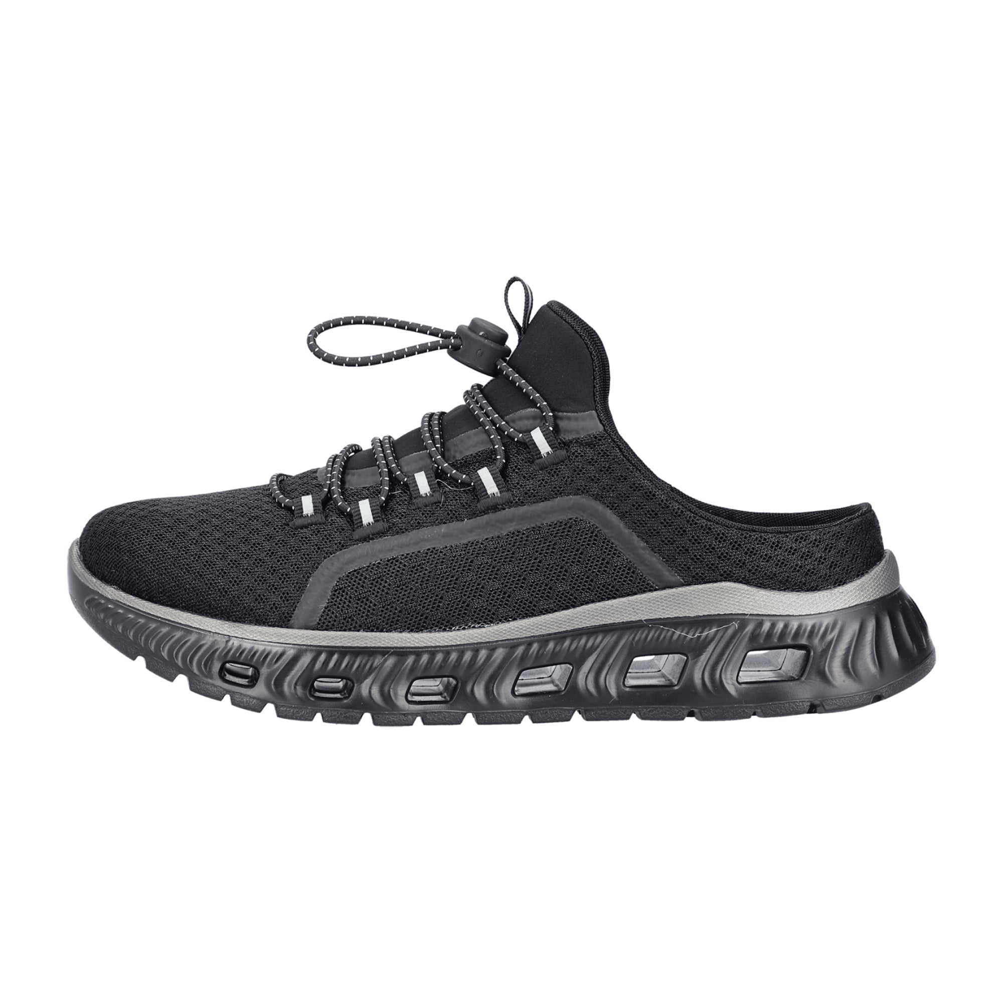 Rieker Aerea Black Women's Slip-On Shoes Textile Upper Flat Heel