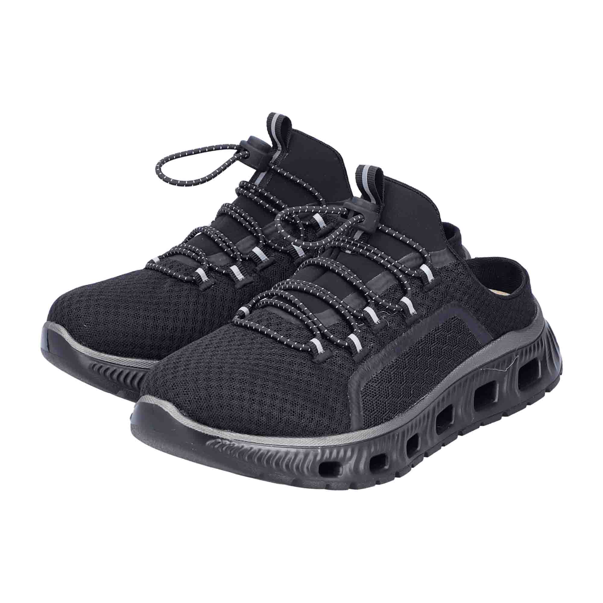 Rieker Aerea Black Women's Slip-On Shoes Textile Upper Flat Heel