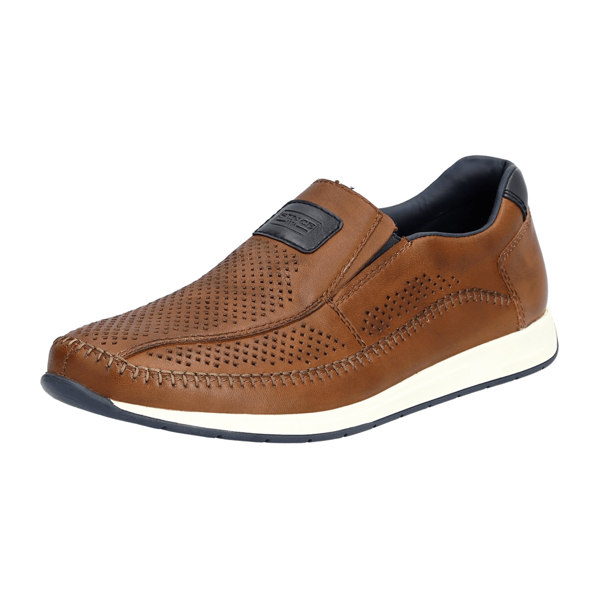 Rieker Men's Brown Leather Slip-On Shoes