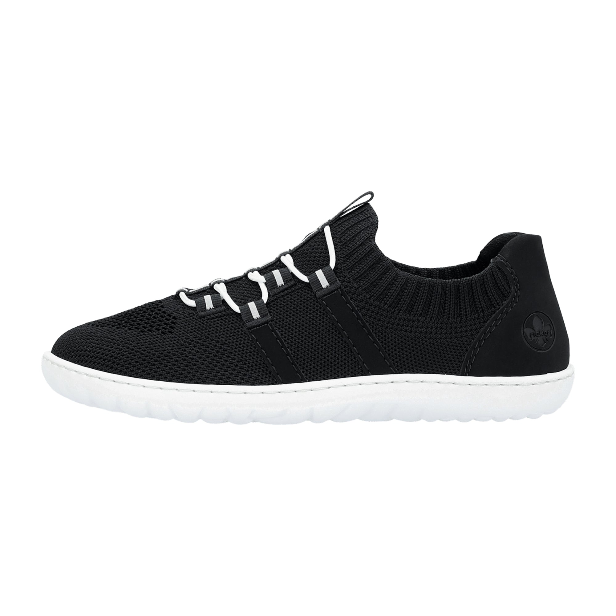 Rieker Knitup Women's Black Leather Pumps with Elastic and Comfort Sole