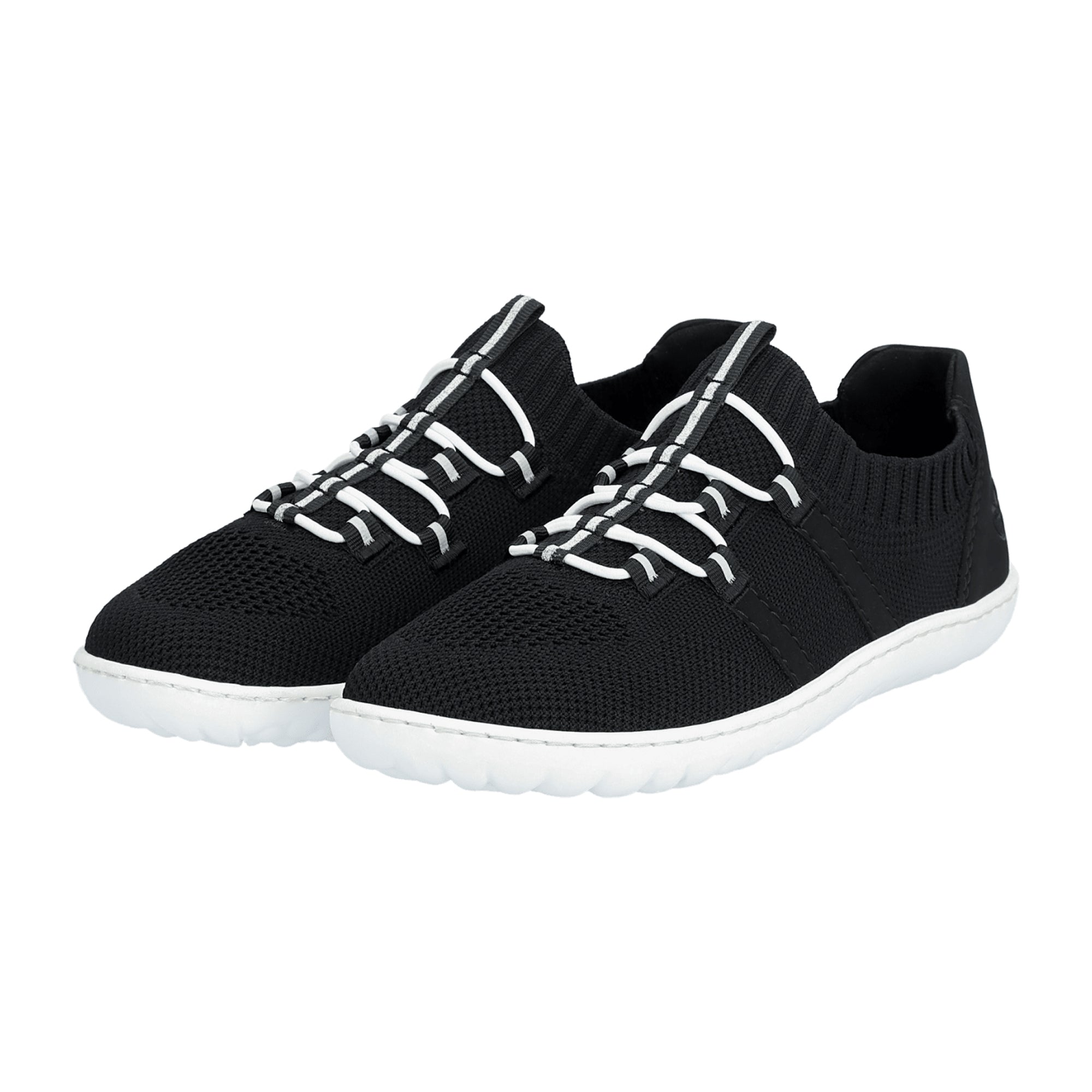 Rieker Knitup Women's Black Leather Pumps with Elastic and Comfort Sole