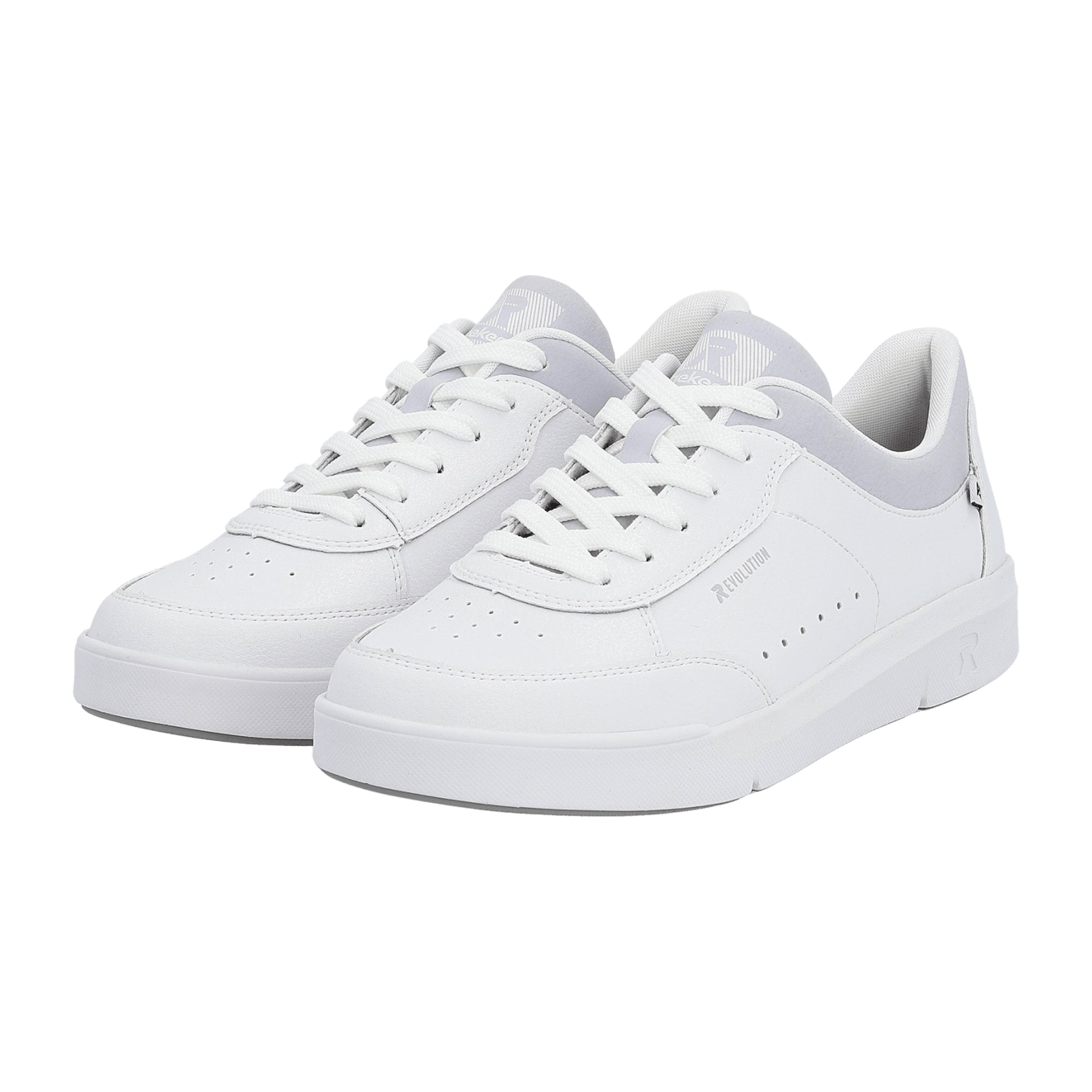 Rieker White Leather Women's Shoes Flat Heel Narrow to Normal Width