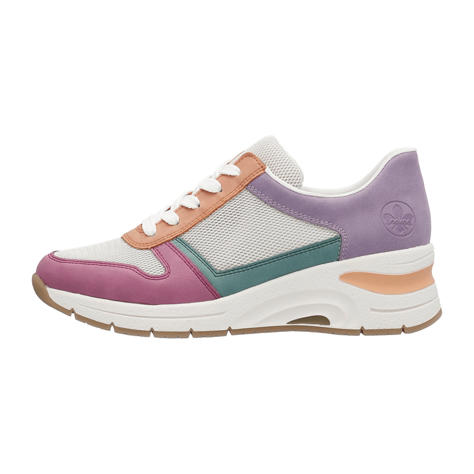 Rieker Women's Colorful Sneakers Lipstick Kreide Apricot with Removable Insole