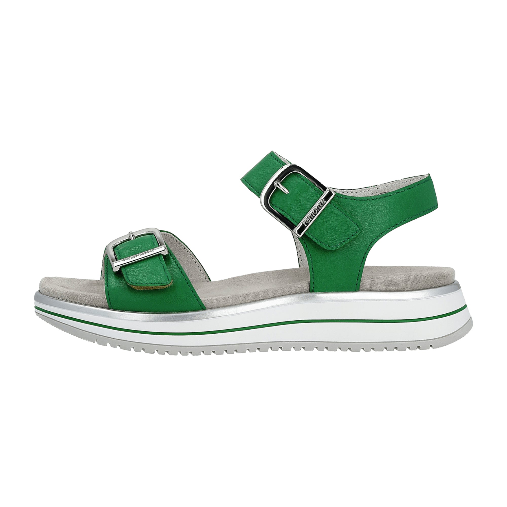 Green Remonte Women's Leather Sandals Flat Heel Comfortable Fit