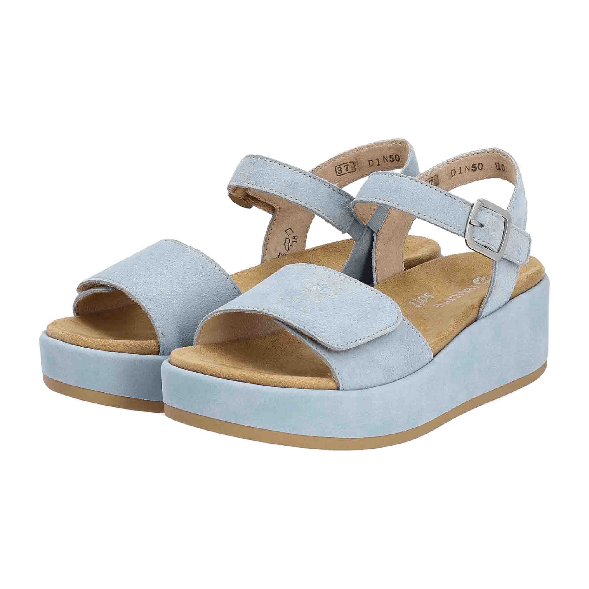 Remonte Women's Blue Sandals with Comfortable Platform Heel