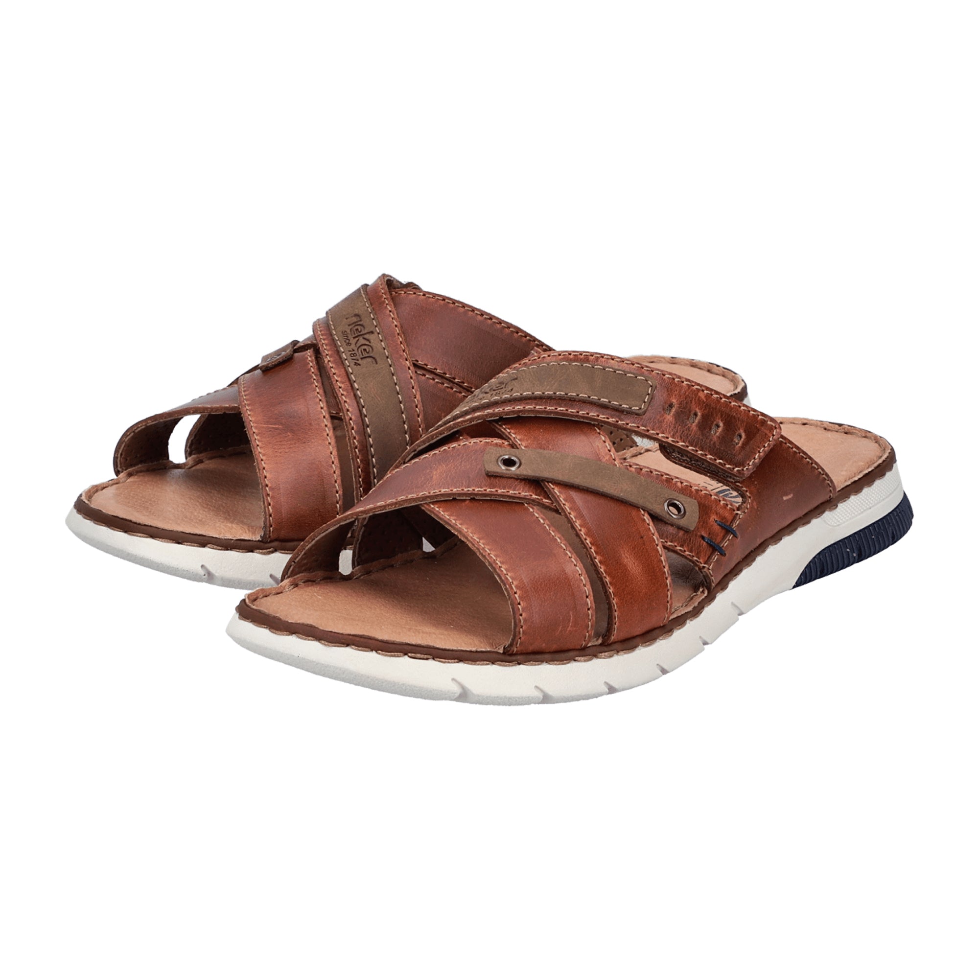 Rieker Men's Brown Sandals Comfortable Faux Leather Casual Footwear