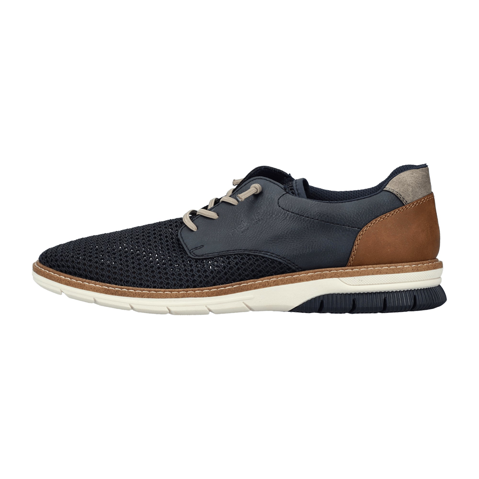 Rieker Blue Men's Shoes 14442-14 Flat Round Toe Textile Upper and Lining
