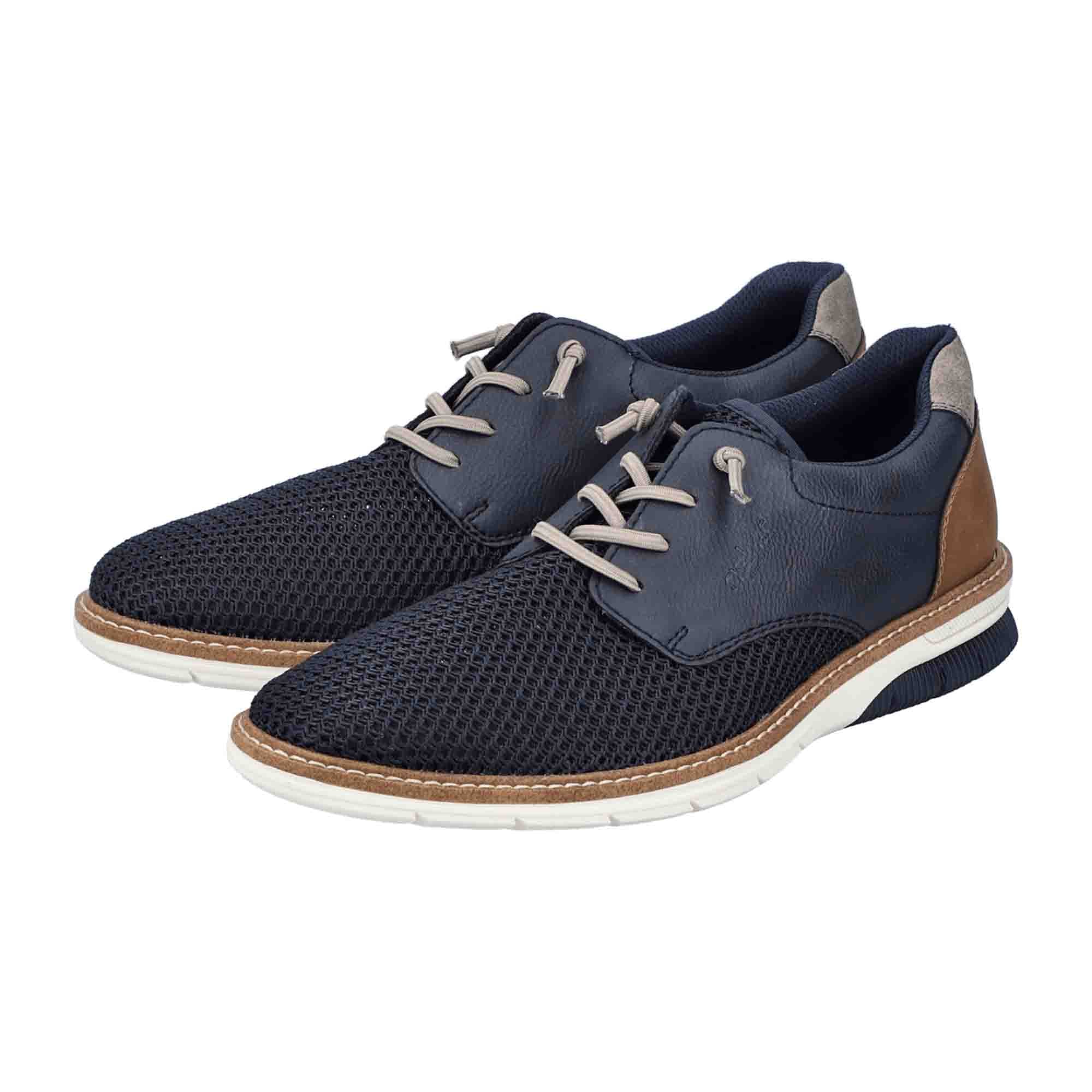 Rieker Blue Men's Shoes 14442-14 Flat Round Toe Textile Upper and Lining