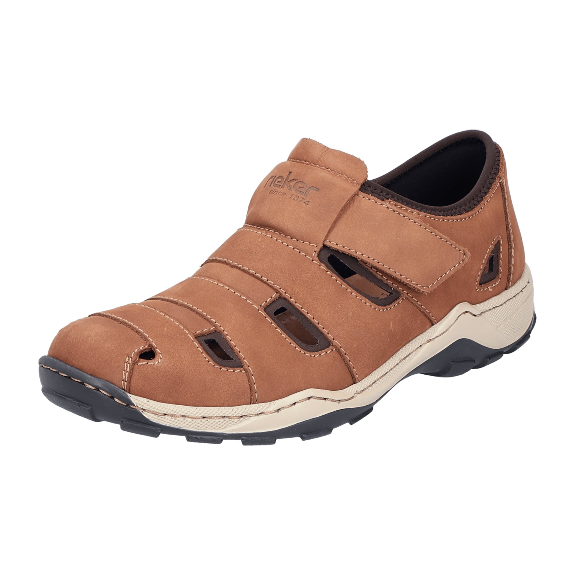 Rieker Men's Brown Casual Leather Shoes with Flat Heel