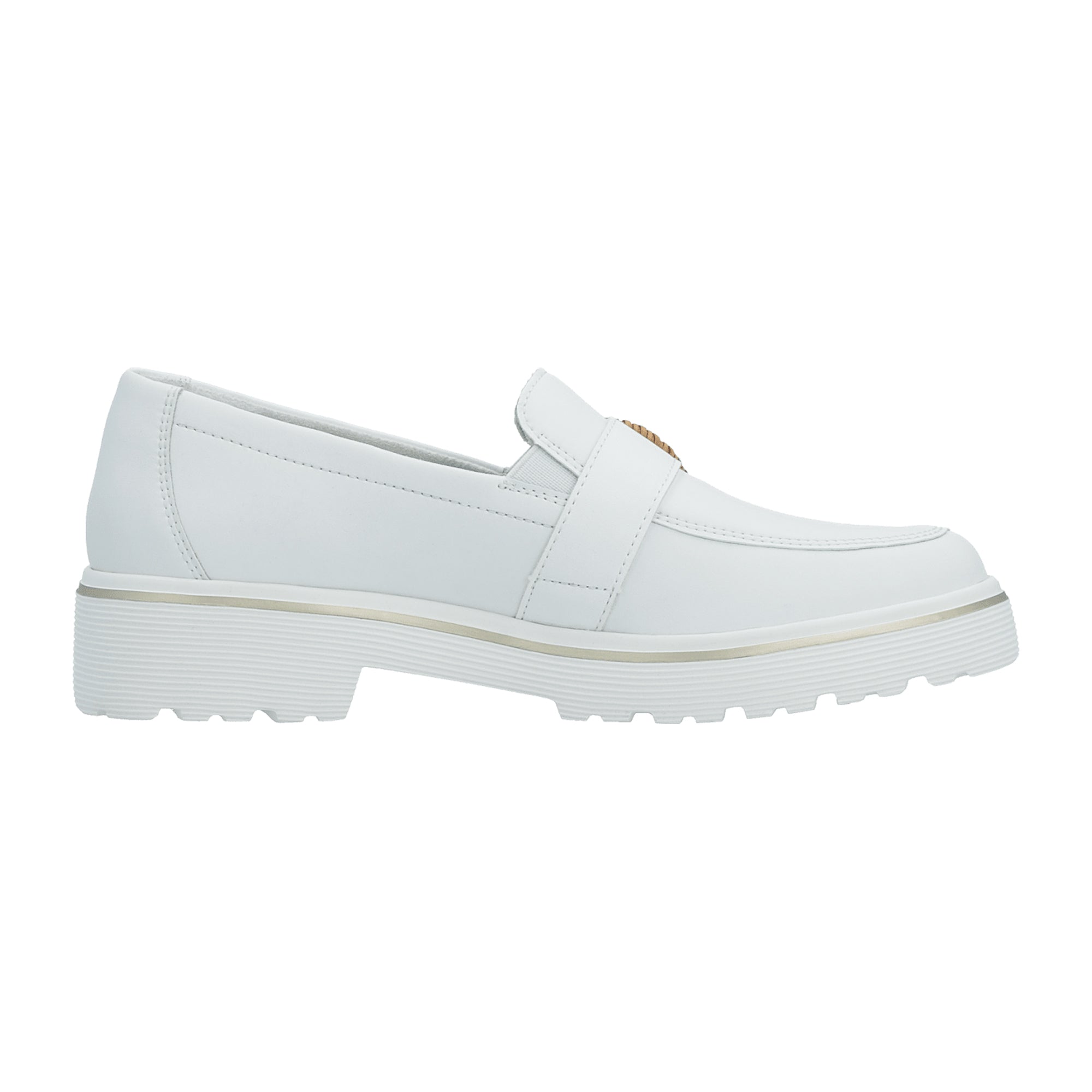 Remonte Women's White Leather Slip-On Loafers with 4 cm Platform Heel
