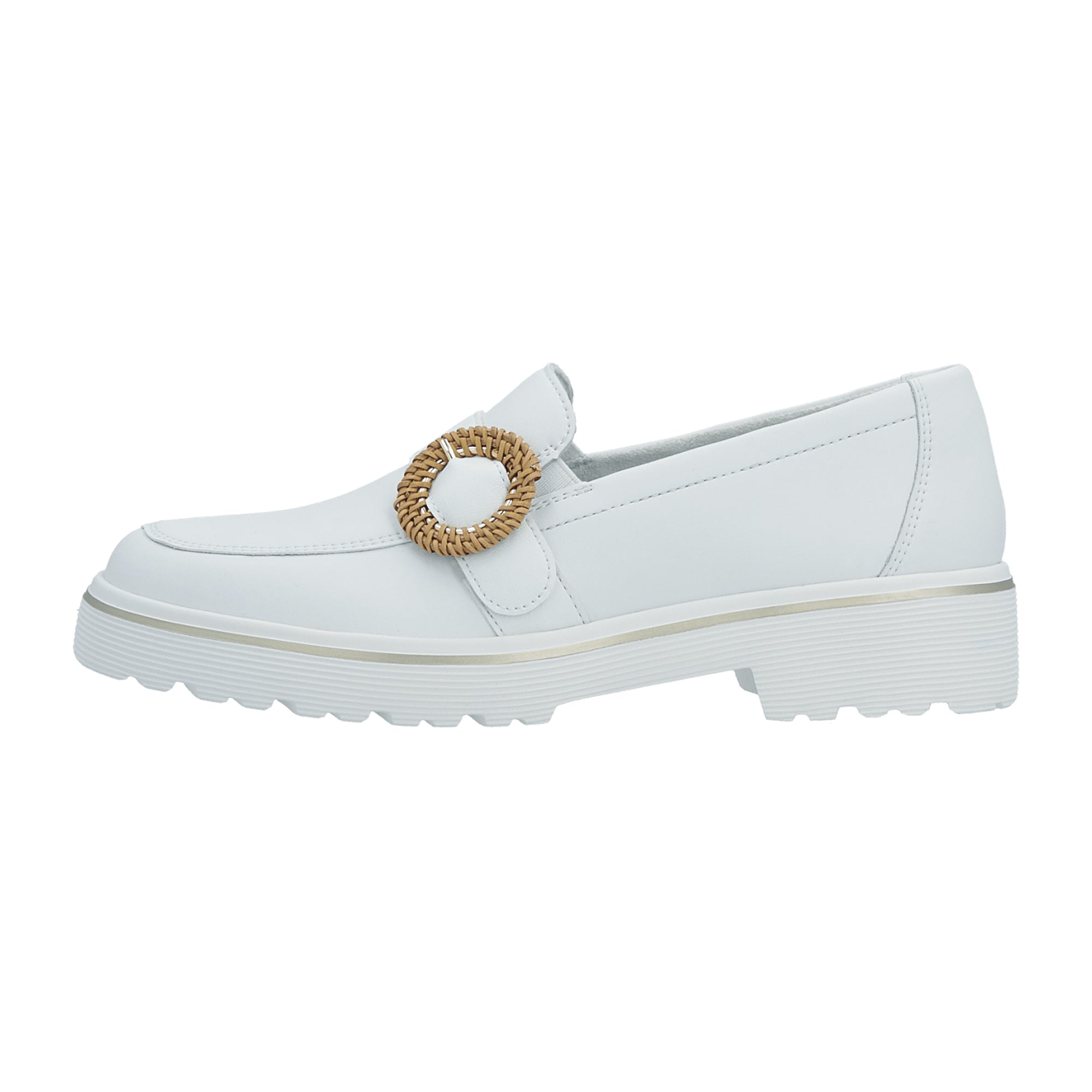 Remonte Women's White Leather Slip-On Loafers with 4 cm Platform Heel