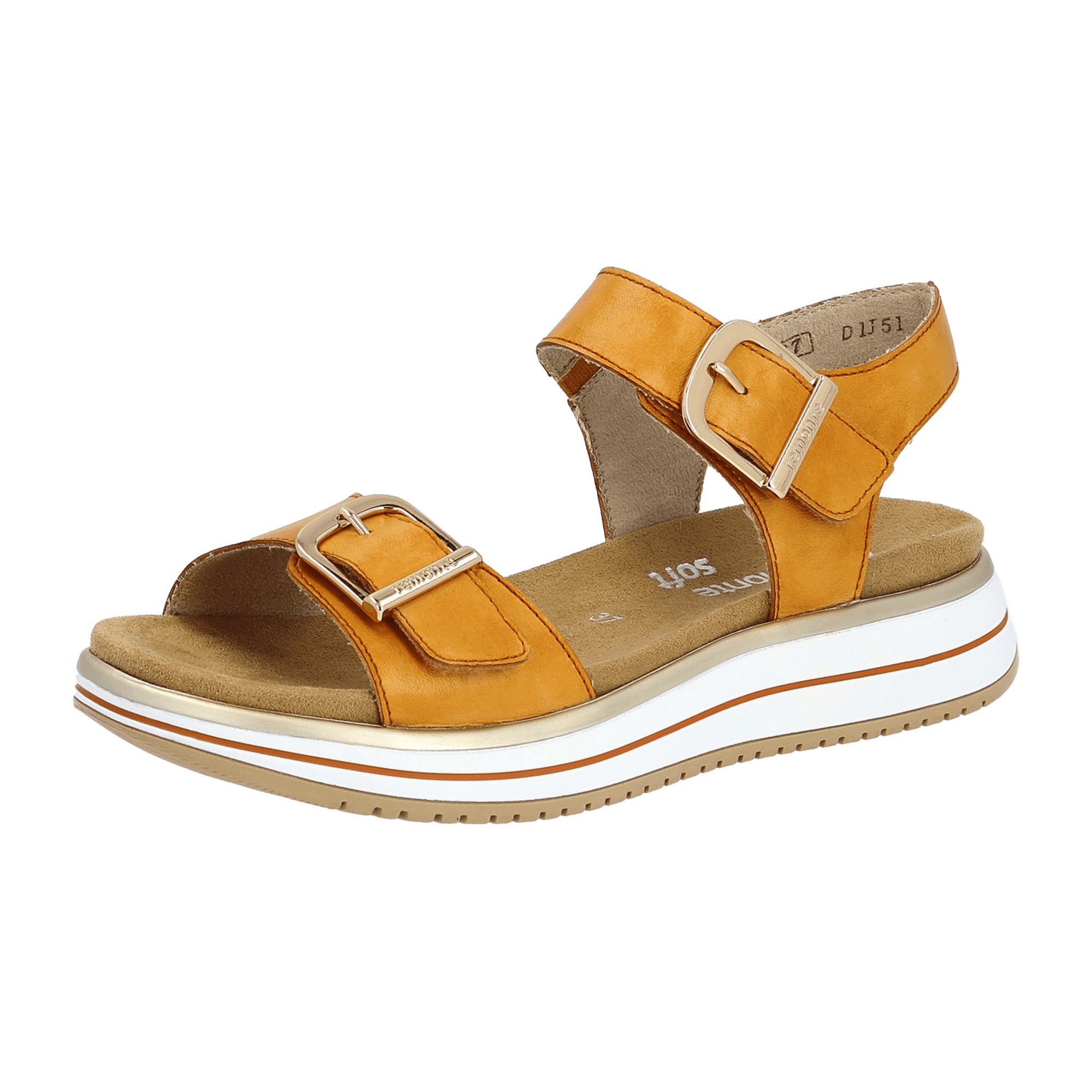 Remonte Women's Sporty Sandal Orange Leather with Removable Insole