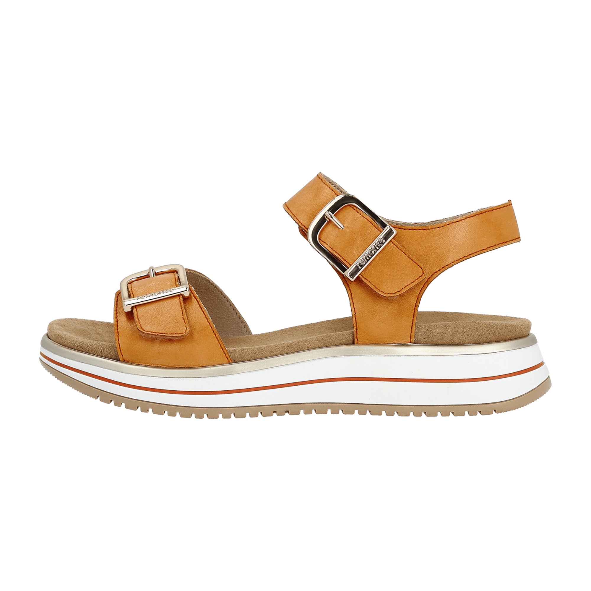 Remonte Women's Sporty Sandal Orange Leather with Removable Insole