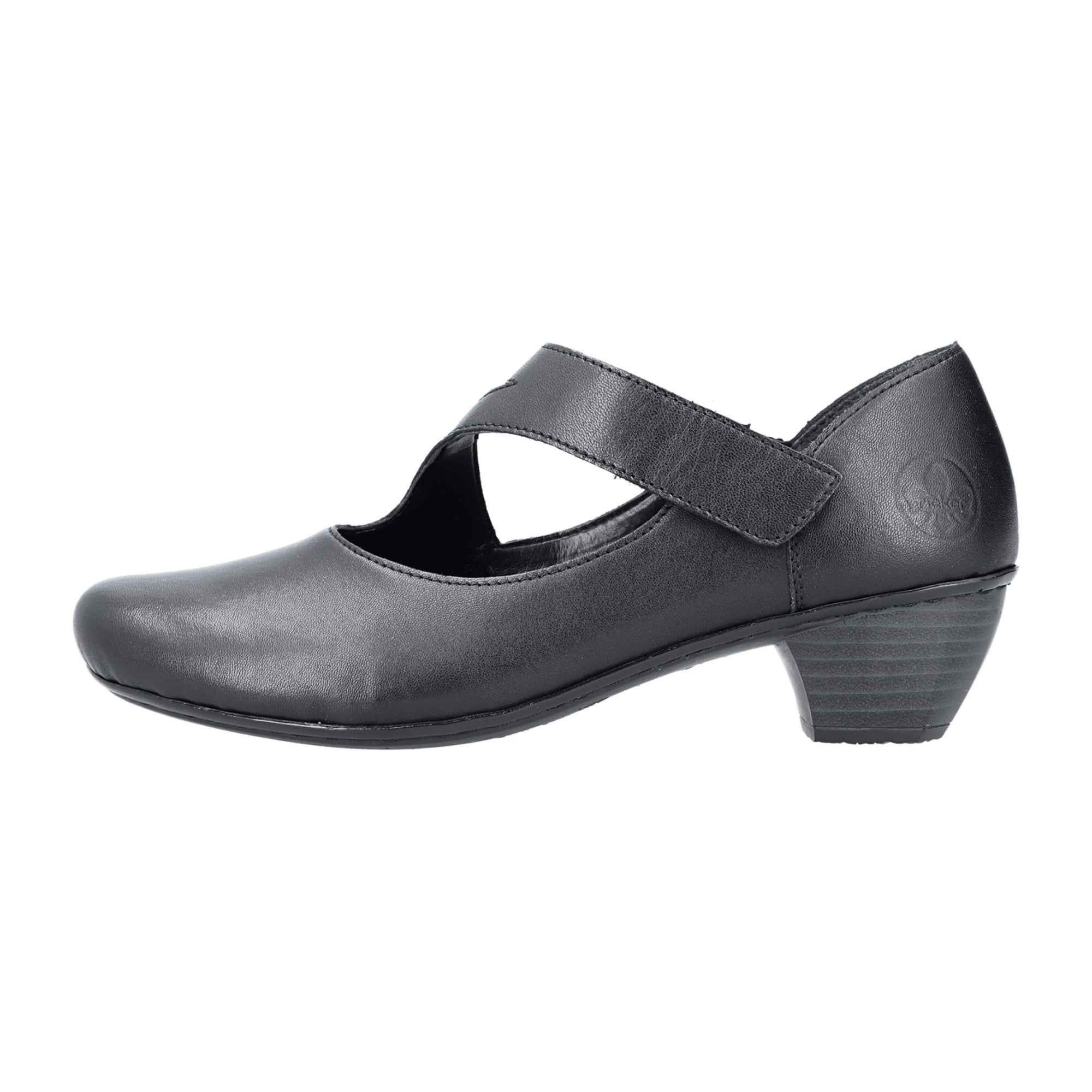 Rieker 41793 Black Leather Women's Block Heel Shoes