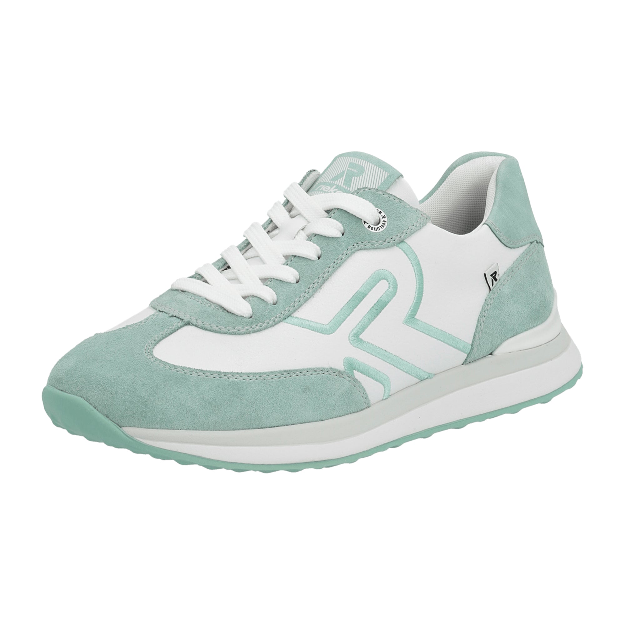 Rieker White Mint Women's Shoes Flat Leather Upper Textile Interior
