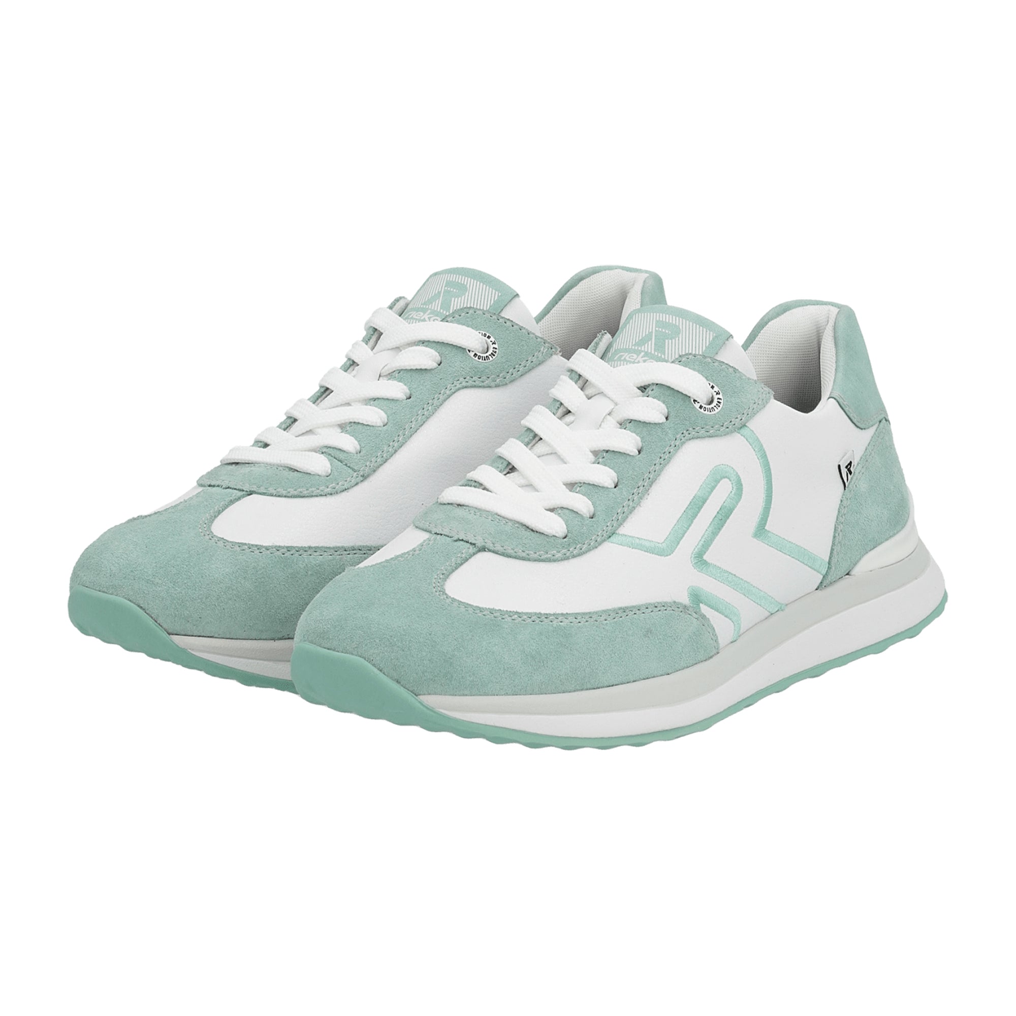 Rieker White Mint Women's Shoes Flat Leather Upper Textile Interior