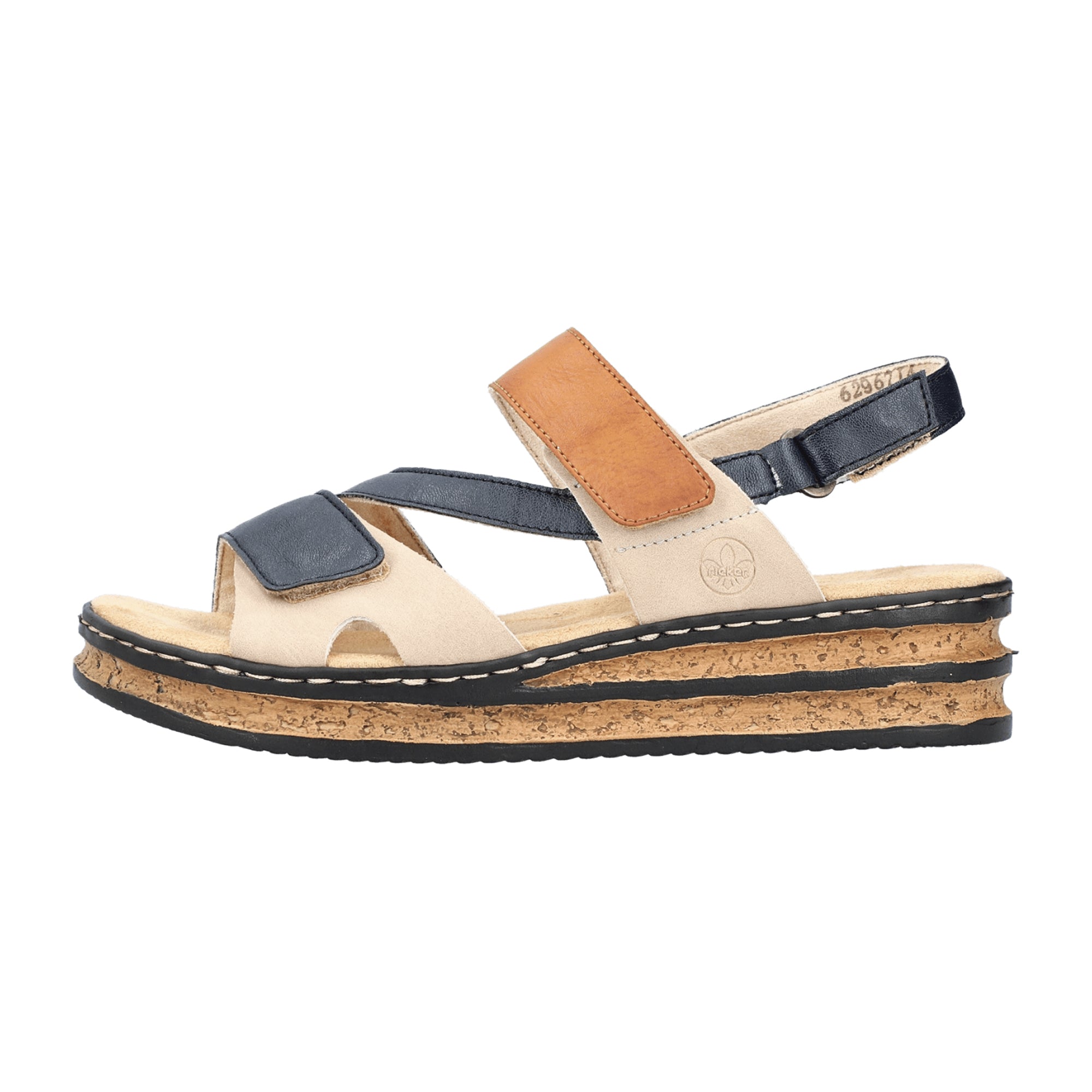 Rieker 62967 Women's Blue Wedge Heel Shoes Smooth Leather Upper
