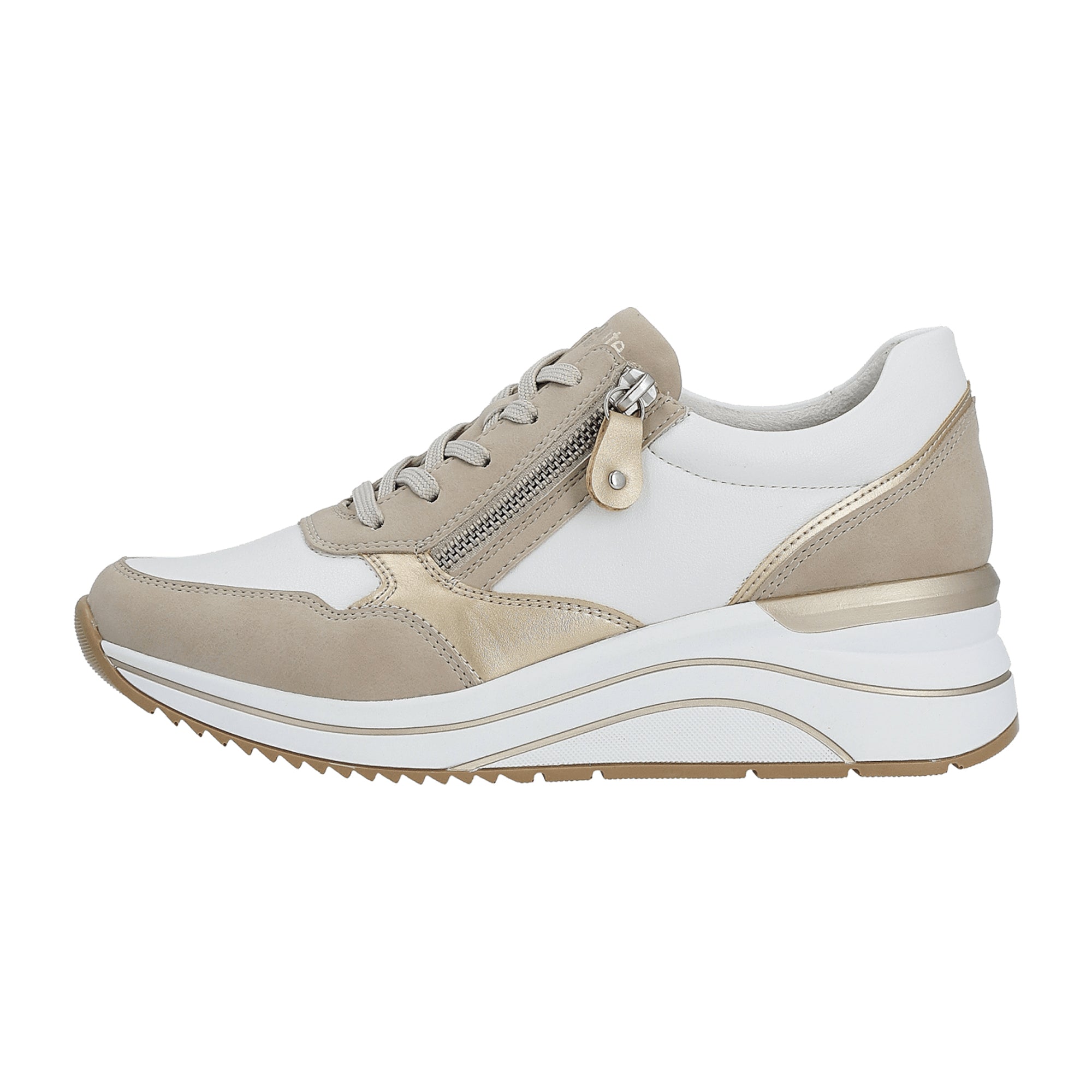 Remonte Beige Women's Shoes with Wedge Heel and Wide Fit