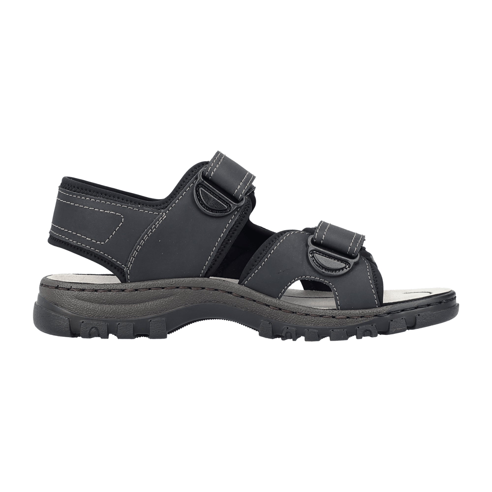 Rieker Men's Black Shoes with Velcro Closure, Synthetic Leather, Flat Heel