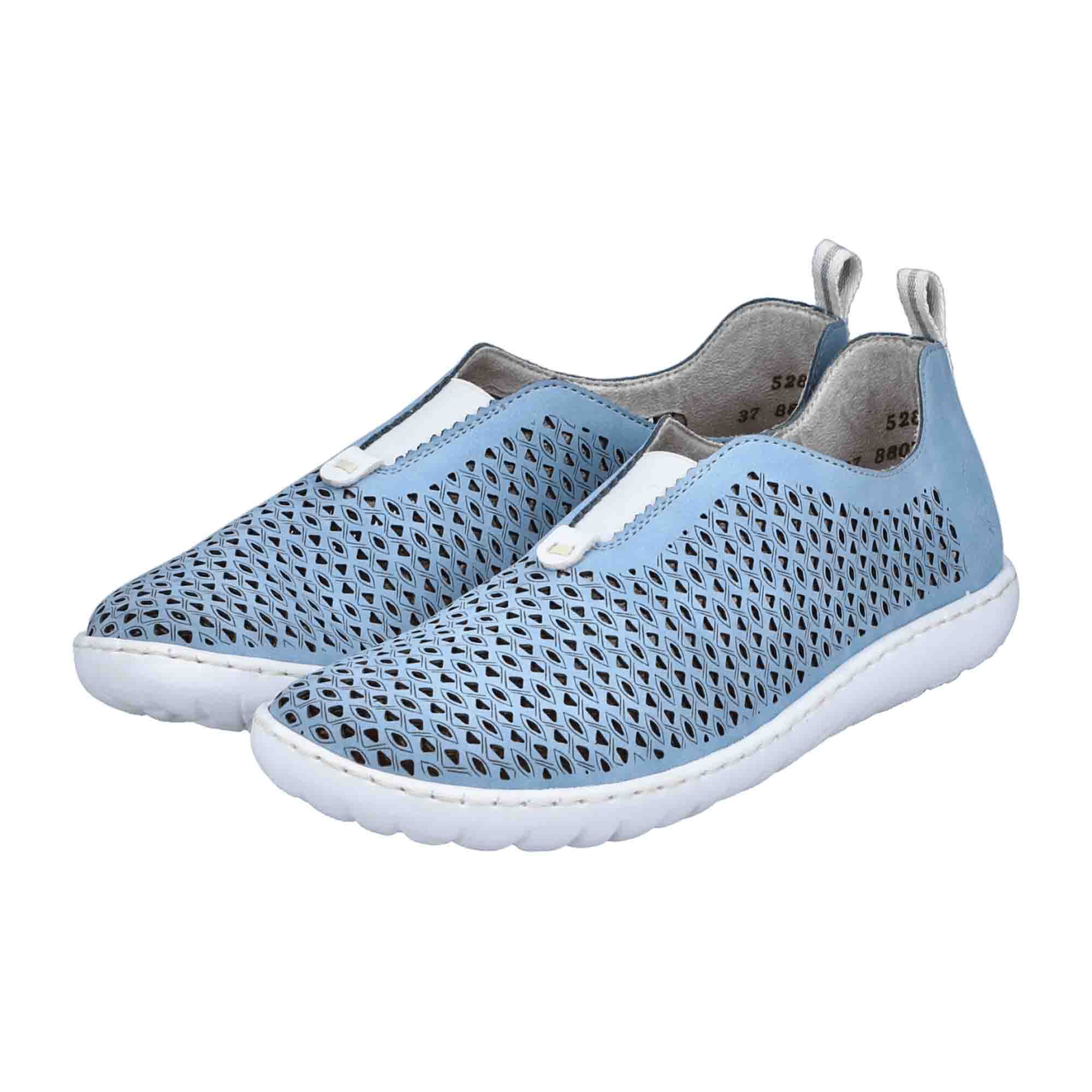 Rieker Women's Blue Slip-On Shoes Synthetic Leather Flat Comfortable Casual