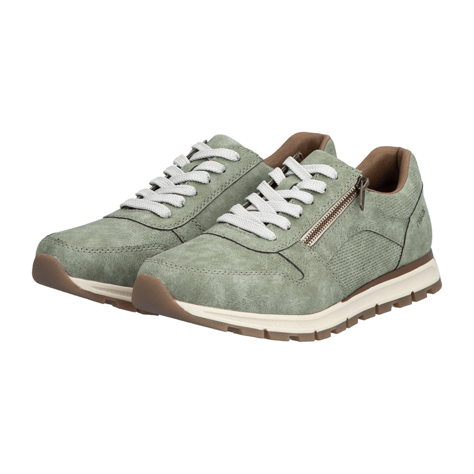 Rieker Men's Green Shoes B0502-52 Synthetic Leather Flat Sole Casual Footwear