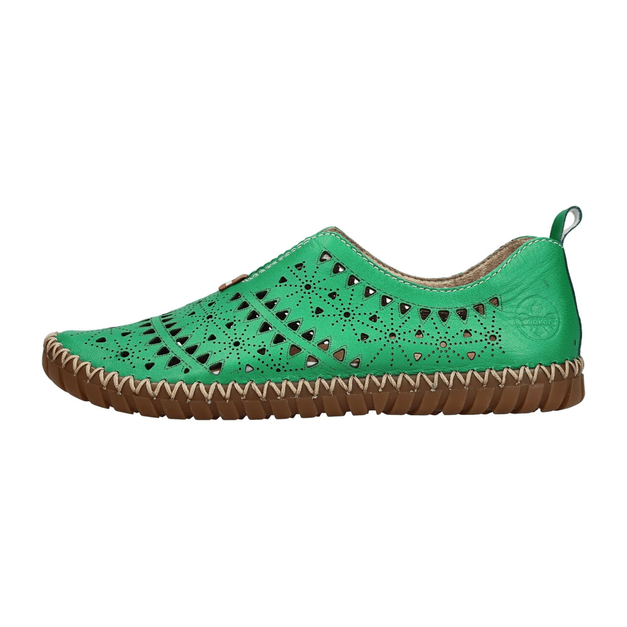 Rieker Lugano Women's Green Leather Slip-On Shoes