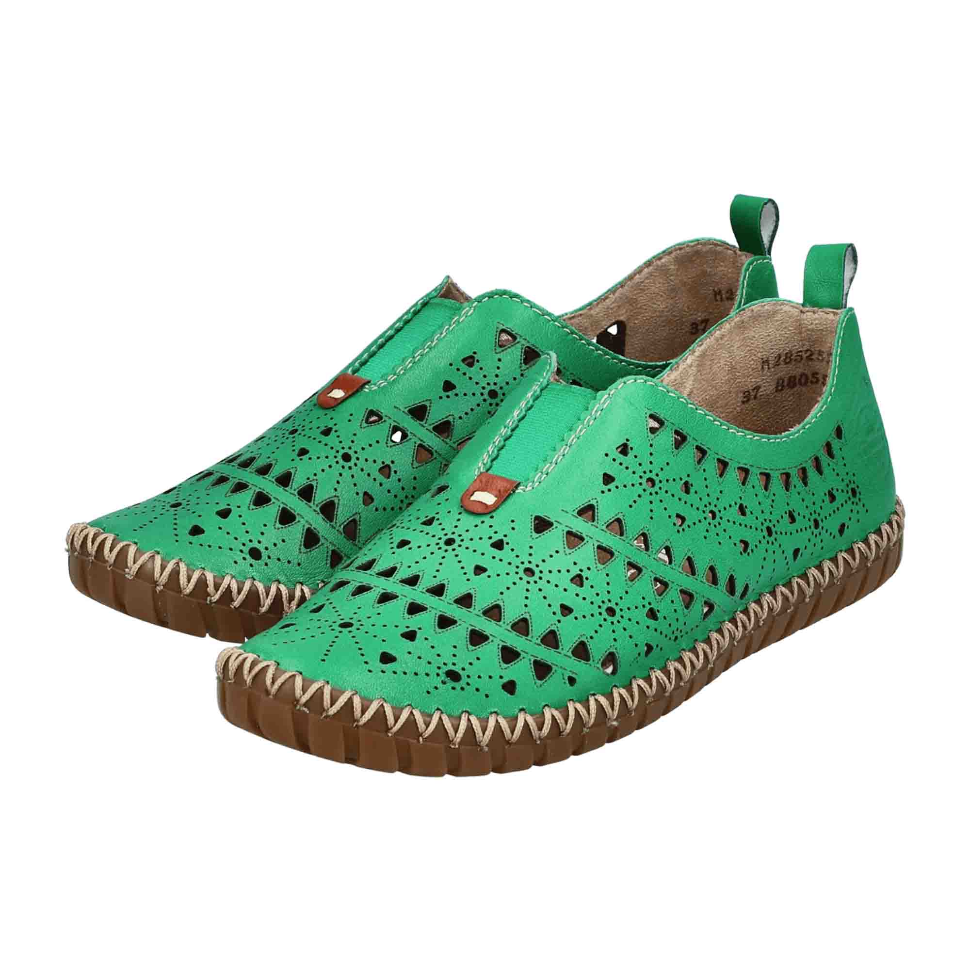 Rieker Lugano Women's Green Leather Slip-On Shoes
