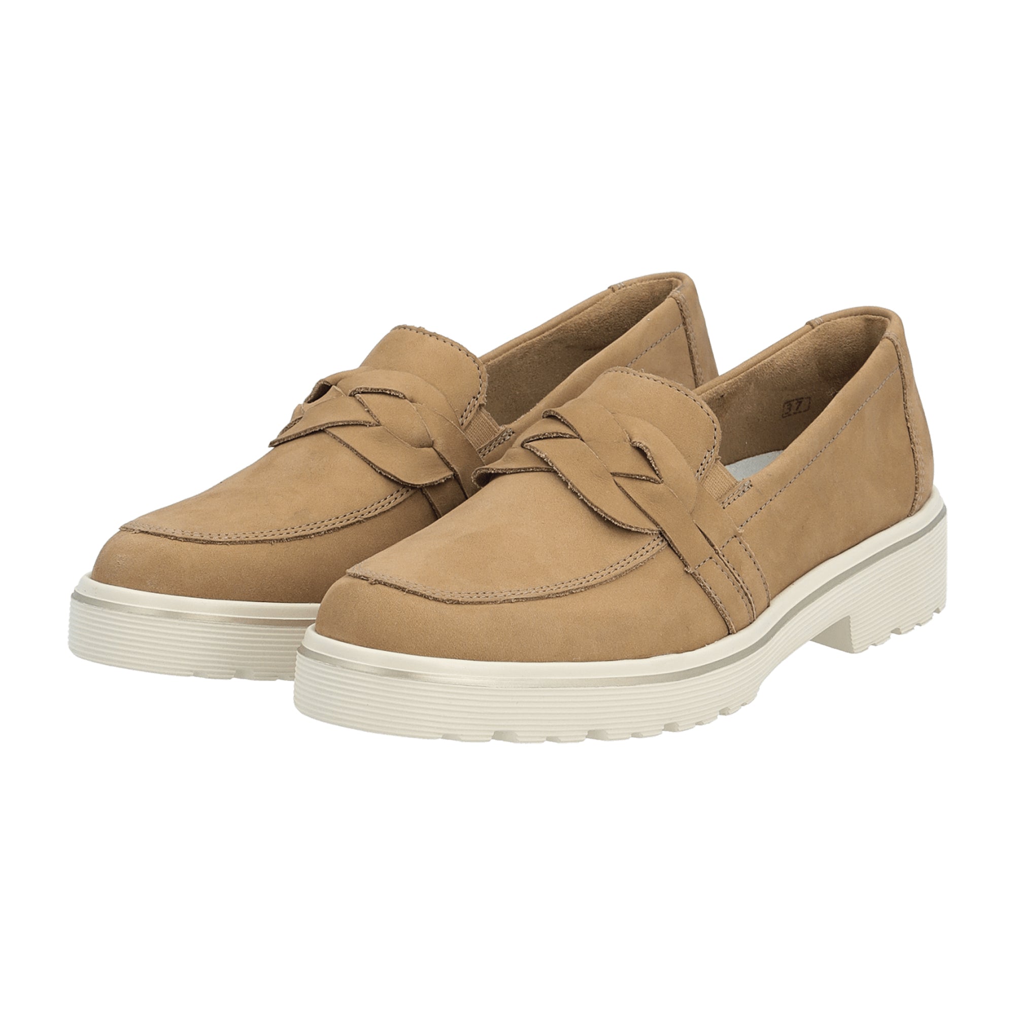 Remonte Beige Women's Slip-On Shoes with Flat Heel and Suede Upper