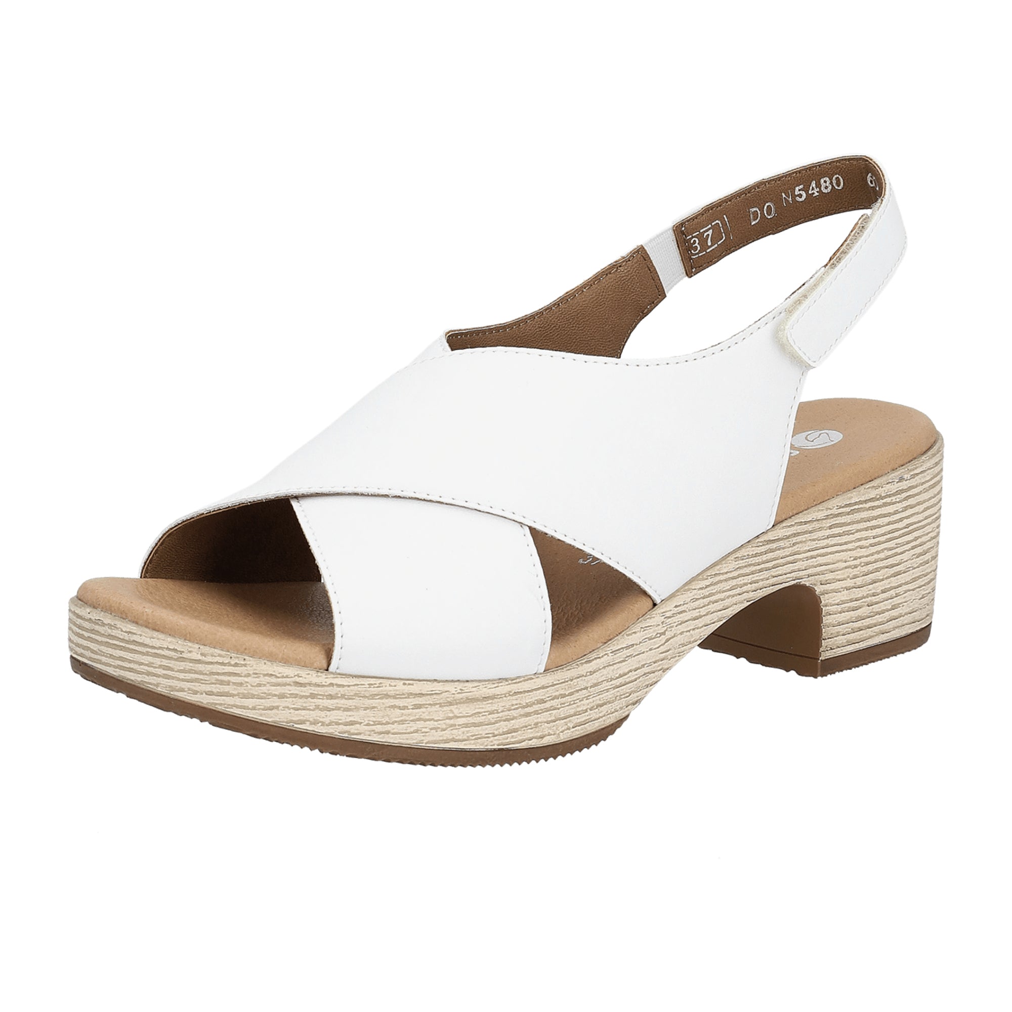 Remonte Women's White Leather Sandals with Block Heel and PU Sole