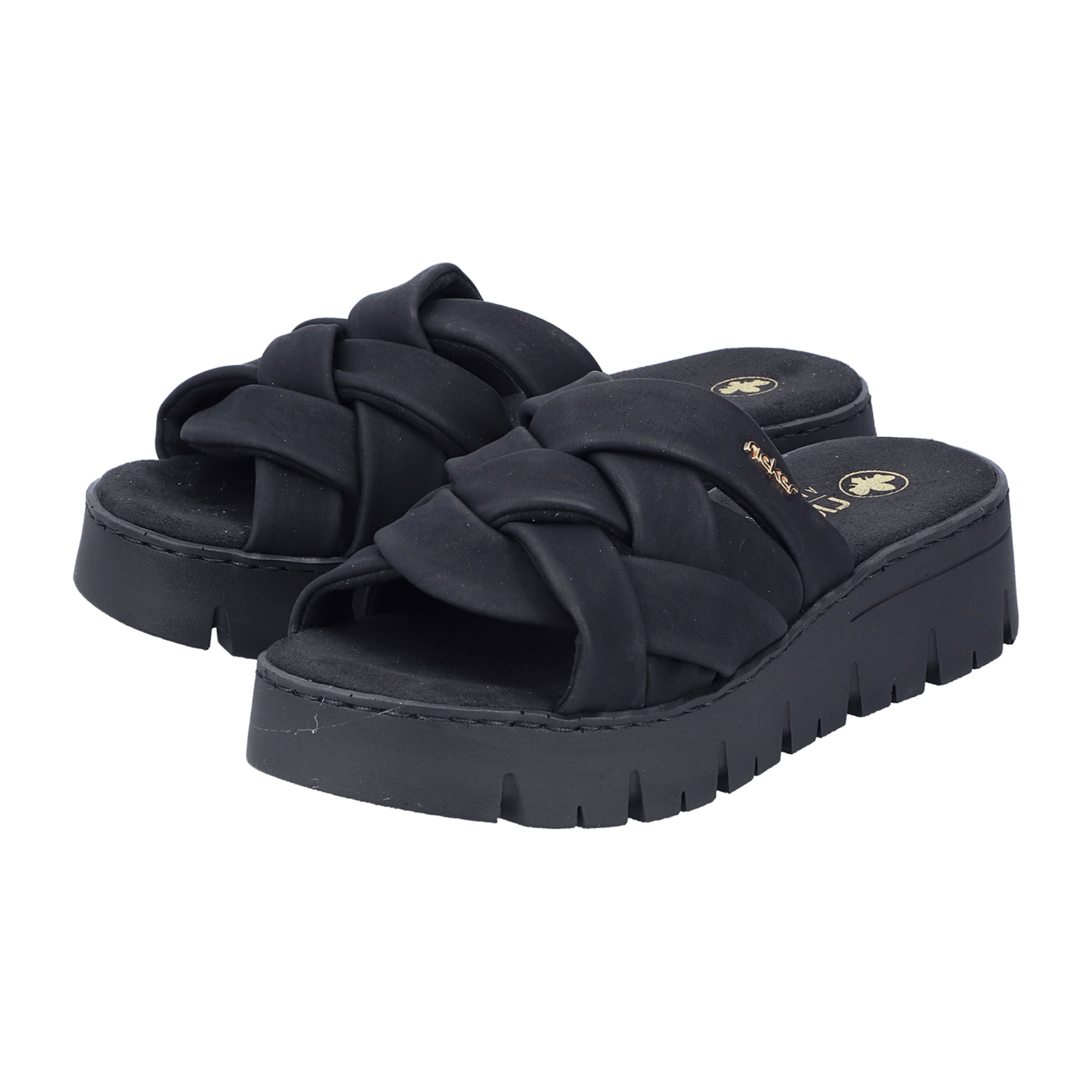 Rieker Women's Black Sandals Slip-On Open Toe Comfortable Casual Shoes