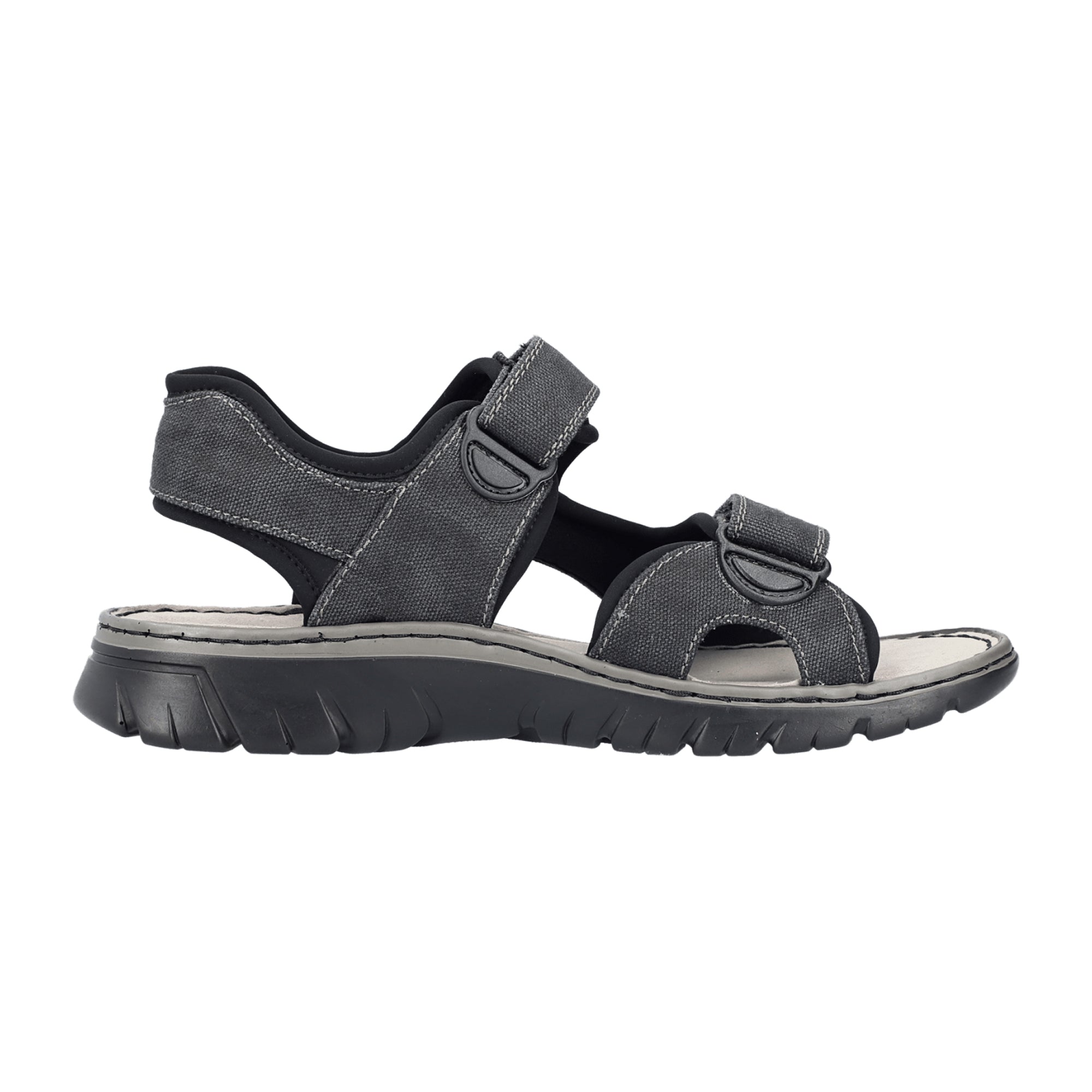 Rieker Gray Men's Shoes with Velcro Closure Comfortable Textile Upper