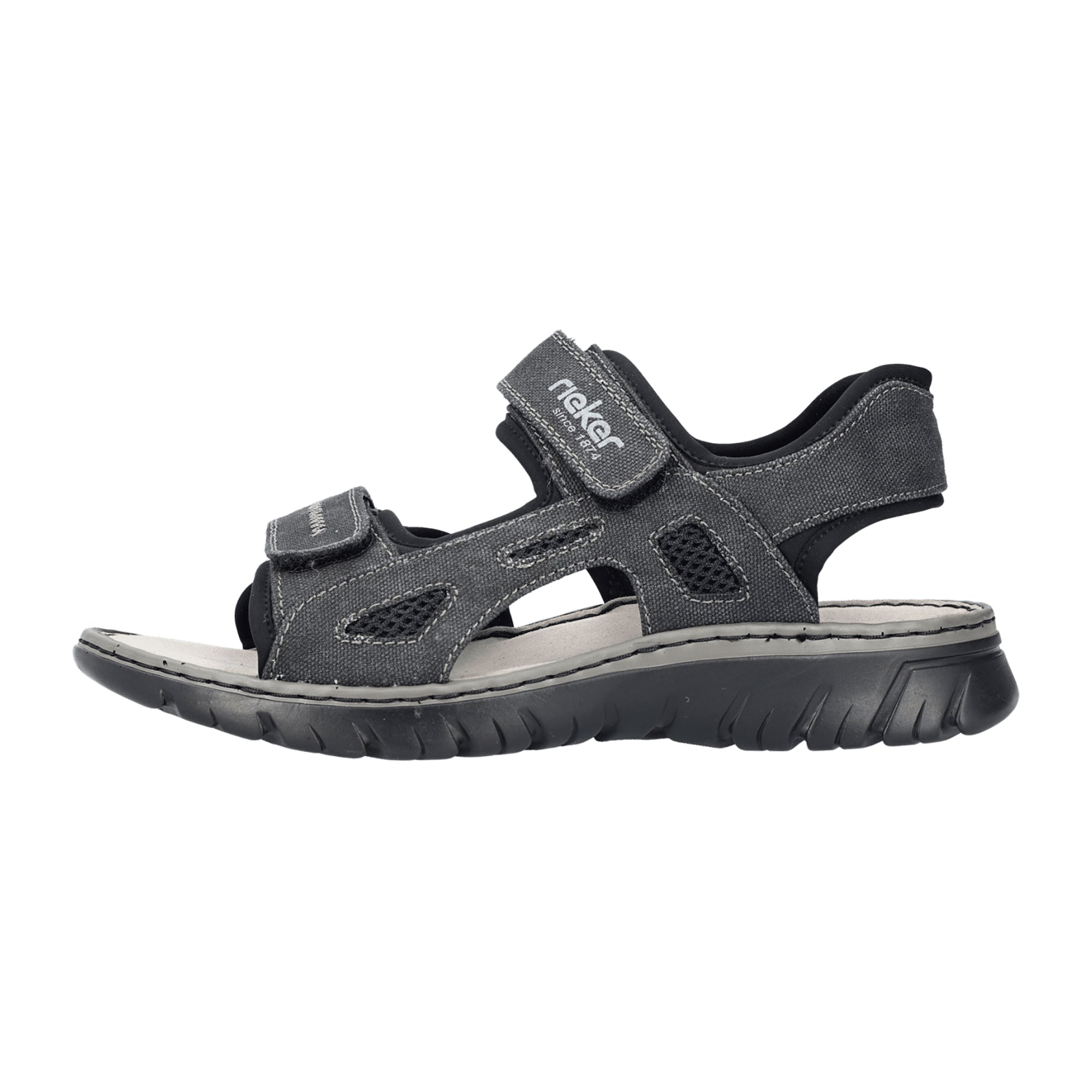 Rieker Gray Men's Shoes with Velcro Closure Comfortable Textile Upper