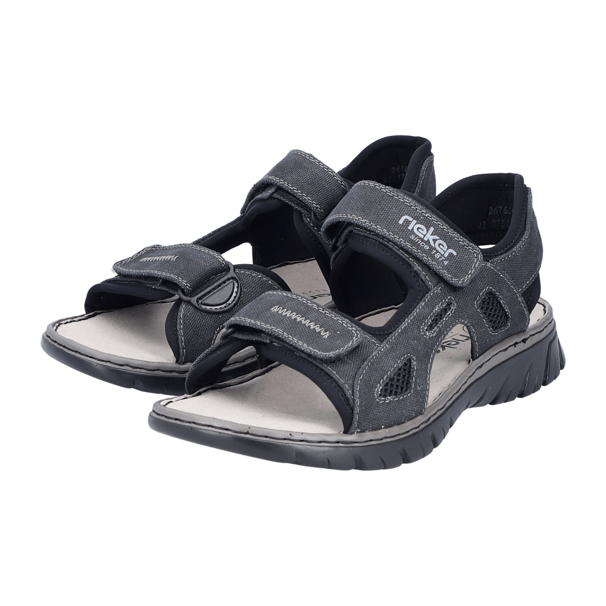Rieker Gray Men's Shoes with Velcro Closure Comfortable Textile Upper