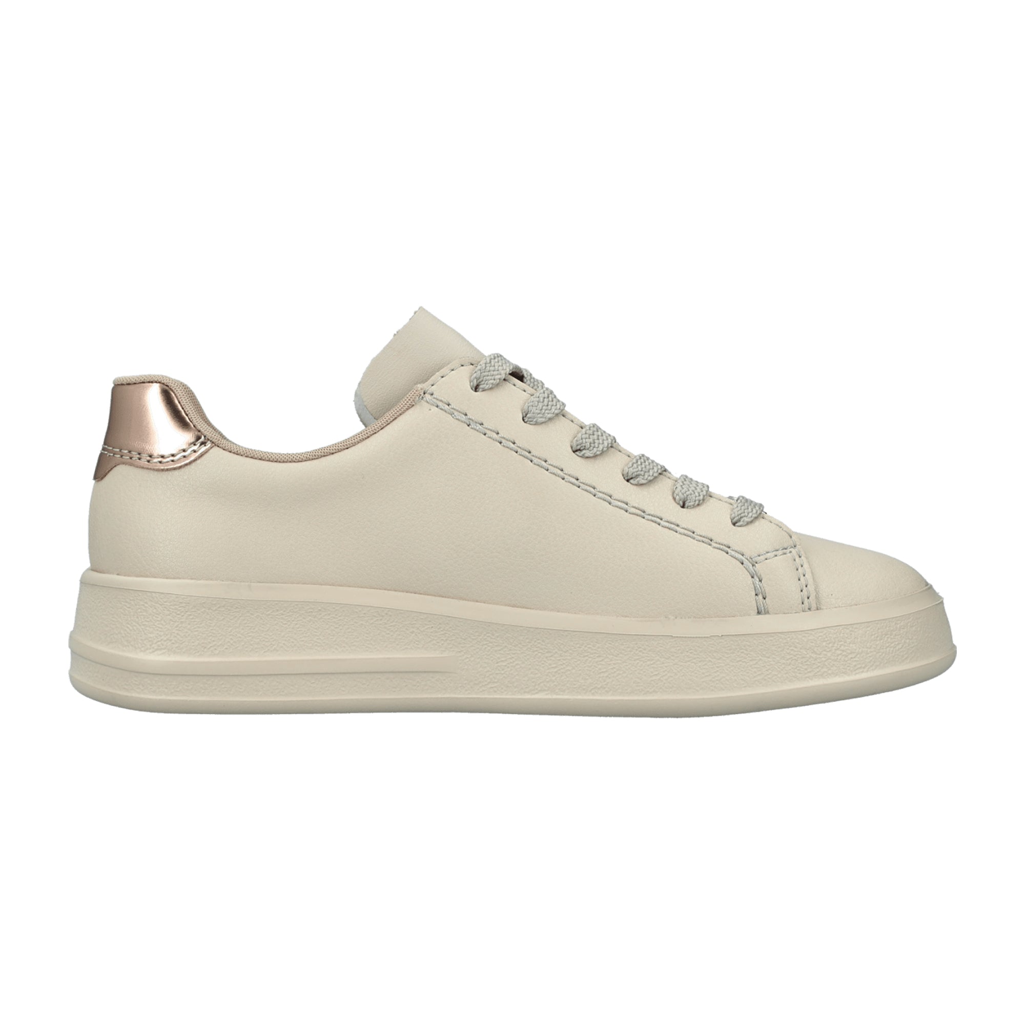 Rieker Beige Women's Shoes M8400-60 Leather Upper Removable Insole Lace-Up