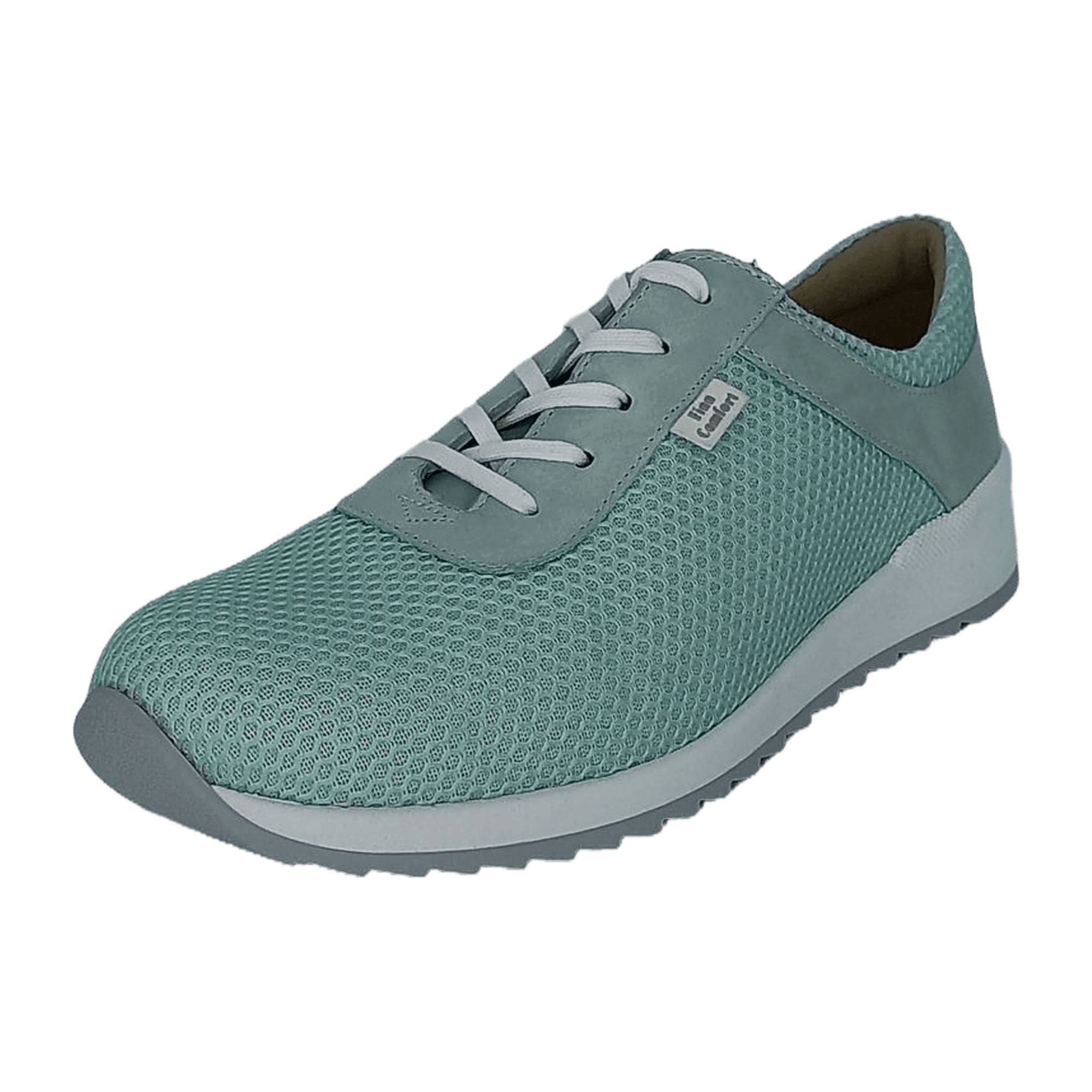 Finn Comfort Cerritos Women's Sneakers - Mint Green, Comfortable Lace-up Shoes with Removable Insole, Leather/Textile Mix, Handcrafted in Germany