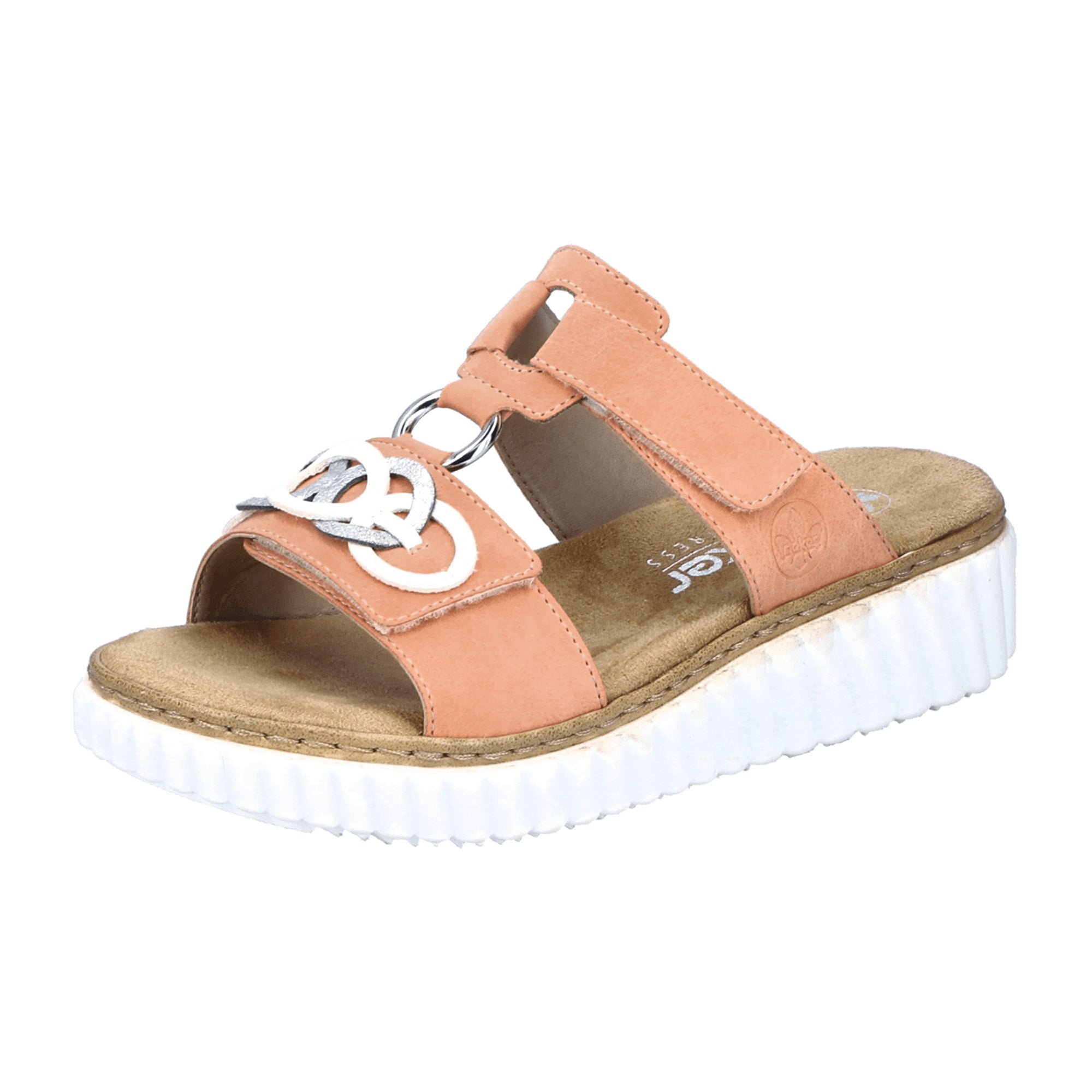 Rieker Women's Orange Sandals with Wedge Heel and Velcro Strap