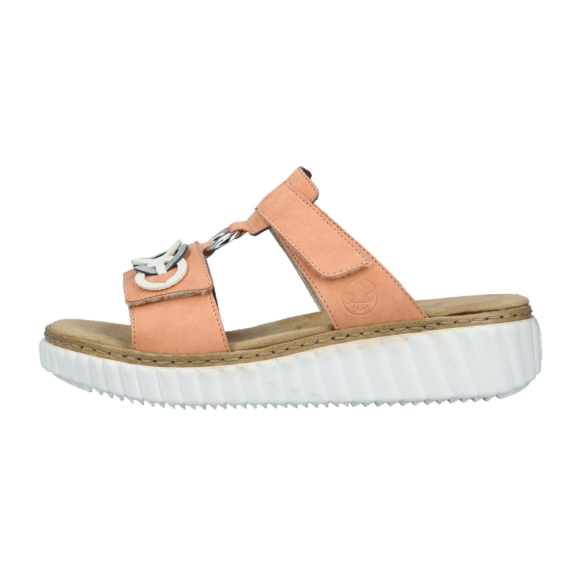 Rieker Women's Orange Sandals with Wedge Heel and Velcro Strap