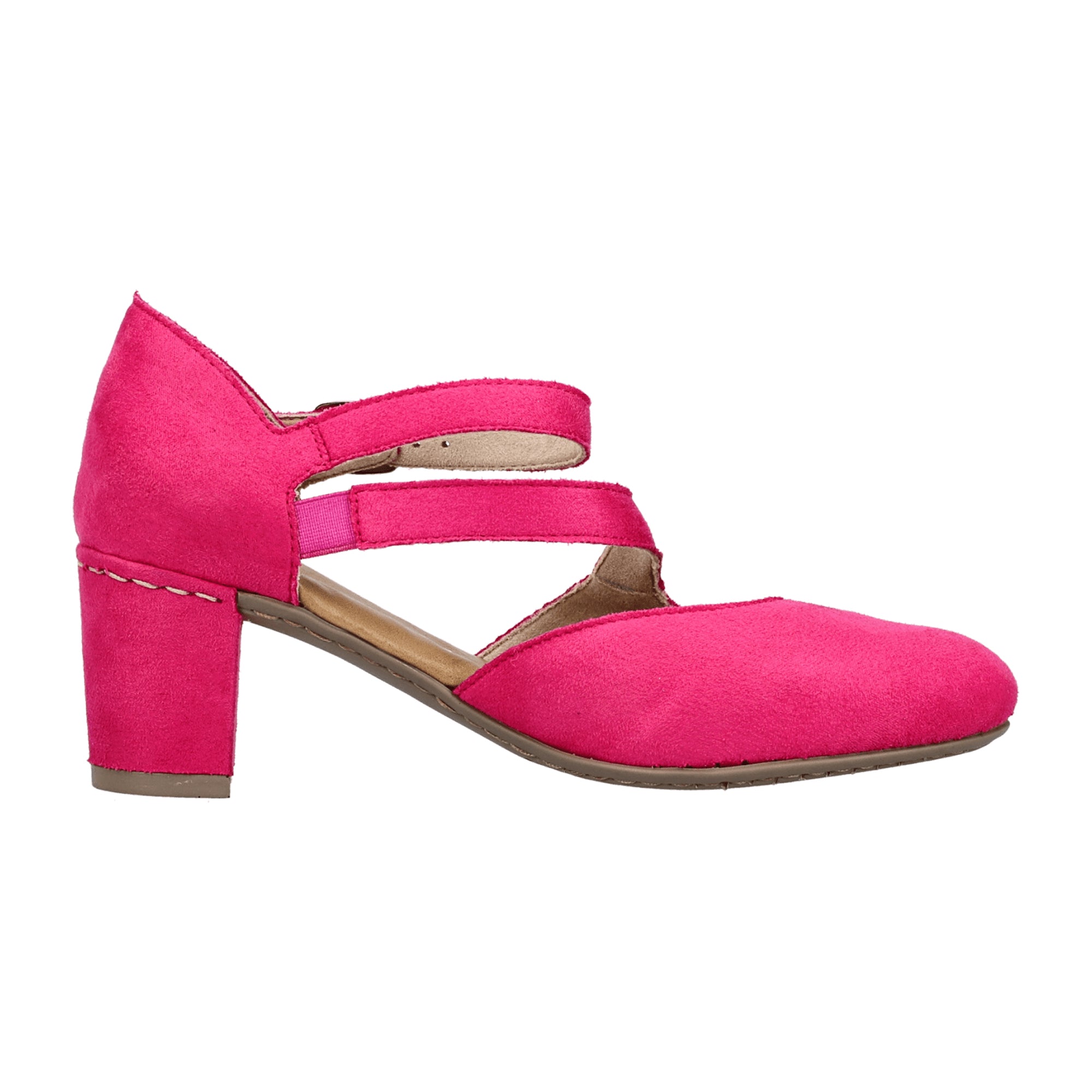 Rieker FSK Pink Women's Casual Shoes Textile Upper Block Heel Comfortable Fit