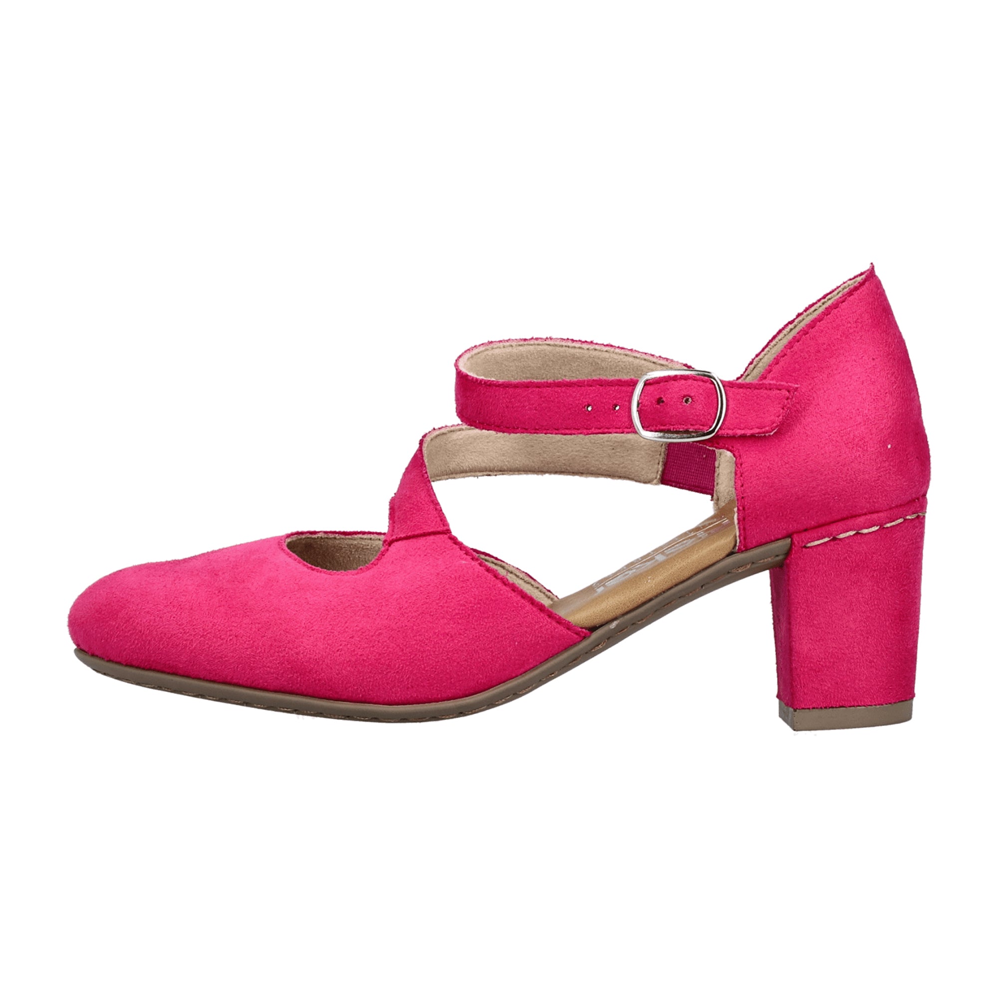 Rieker FSK Pink Women's Casual Shoes Textile Upper Block Heel Comfortable Fit