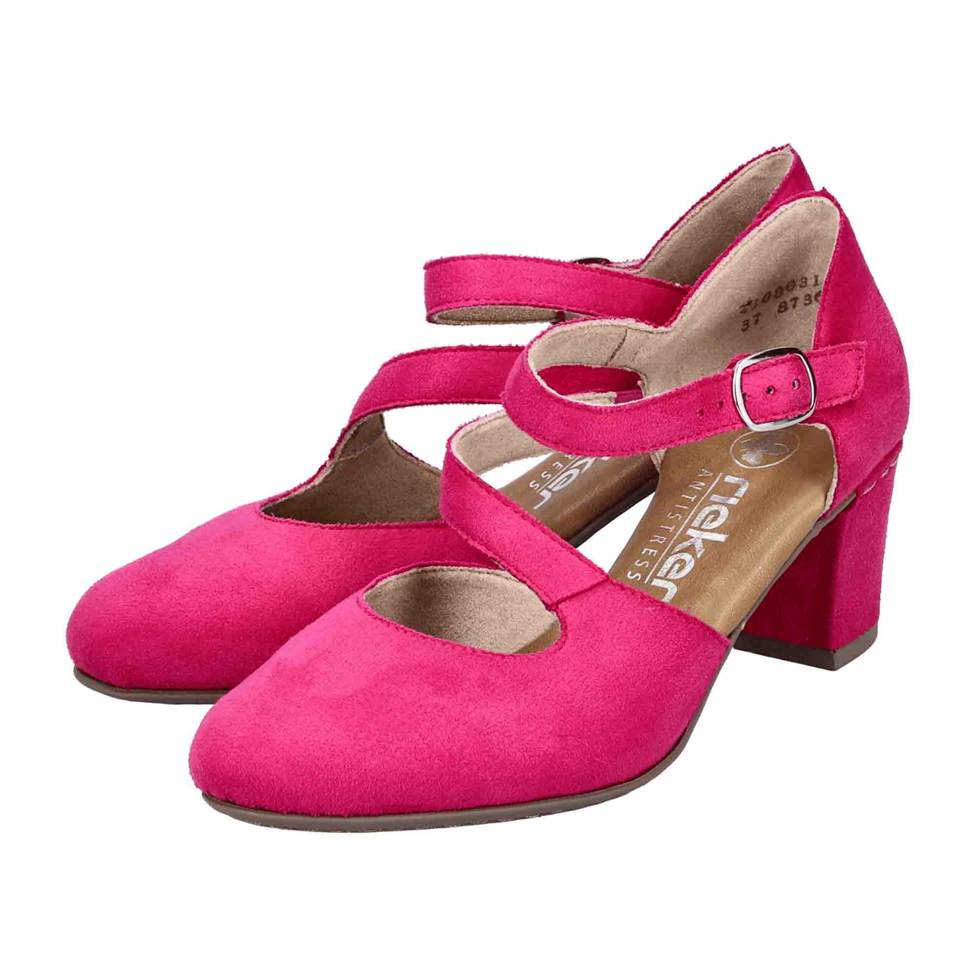 Rieker FSK Pink Women's Casual Shoes Textile Upper Block Heel Comfortable Fit