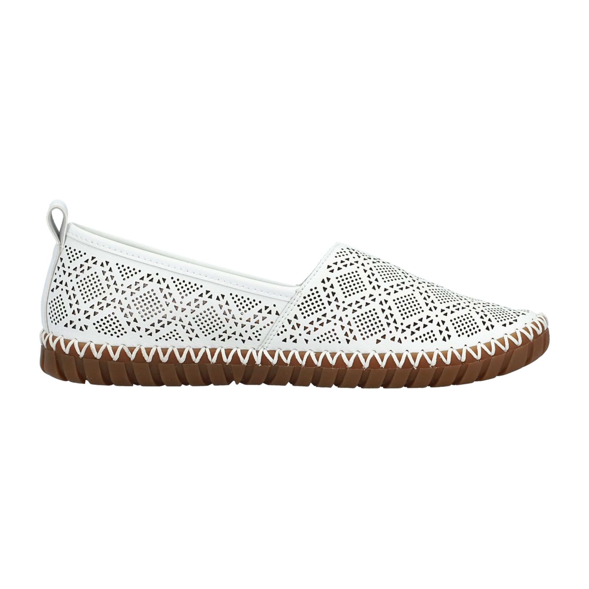 Rieker White Leather Slip-On Women's Loafers Flat Round Toe Casual Shoes