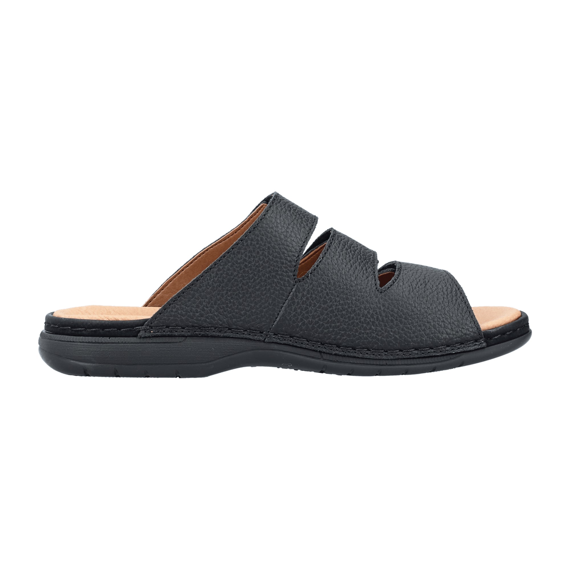 Rieker Men's Black Leather Sandals with Velcro Strap and Wide Fit