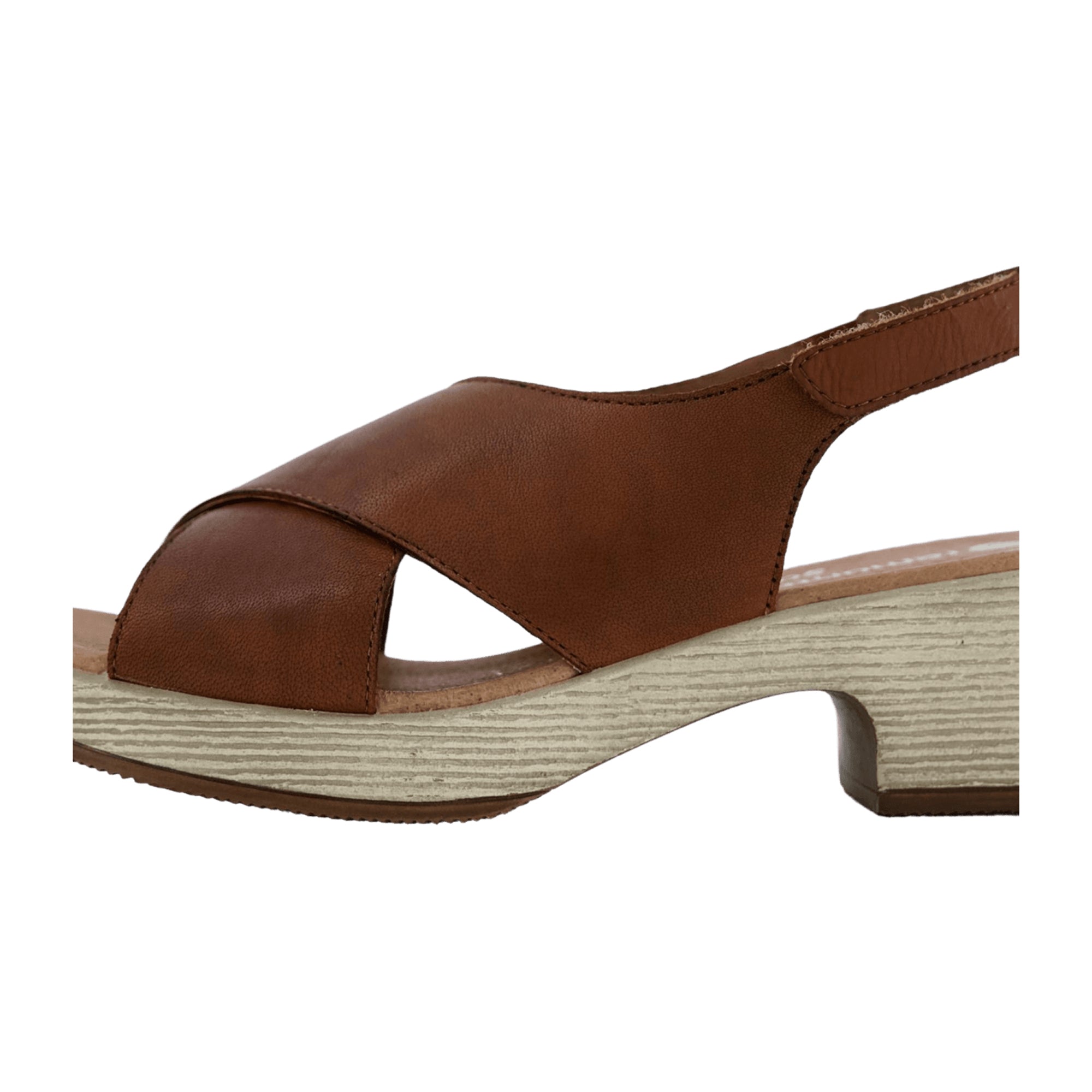 Remonte Brown Leather Sandals for Women with Block Heel